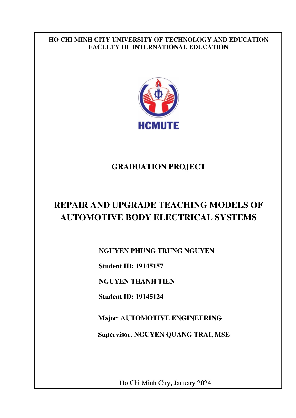 Đồ án tốt nghiệp - Repair and upgrade teaching models of automotive body electrical systems