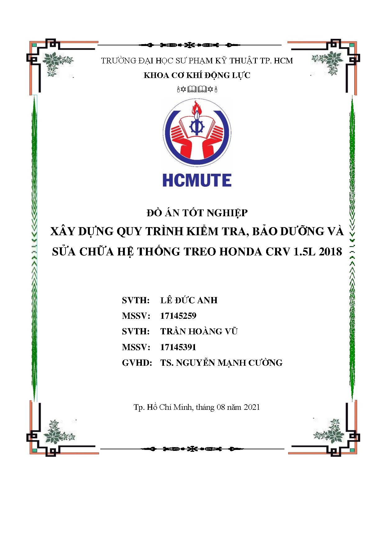 Đồ án tốt nghiệp - Xây dựng quy trình kiểm tra, bảo dưỡng và sửa chữa hệ thống THC 1 2 ĐÁTNNCNKTÔT