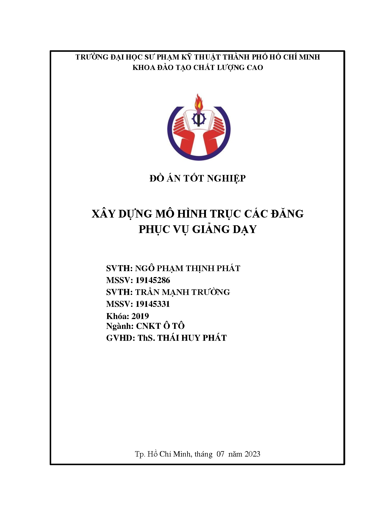 Đồ án tốt nghiệp - Xây dựng mô hình trục các đăng phục vụ giảng dạy