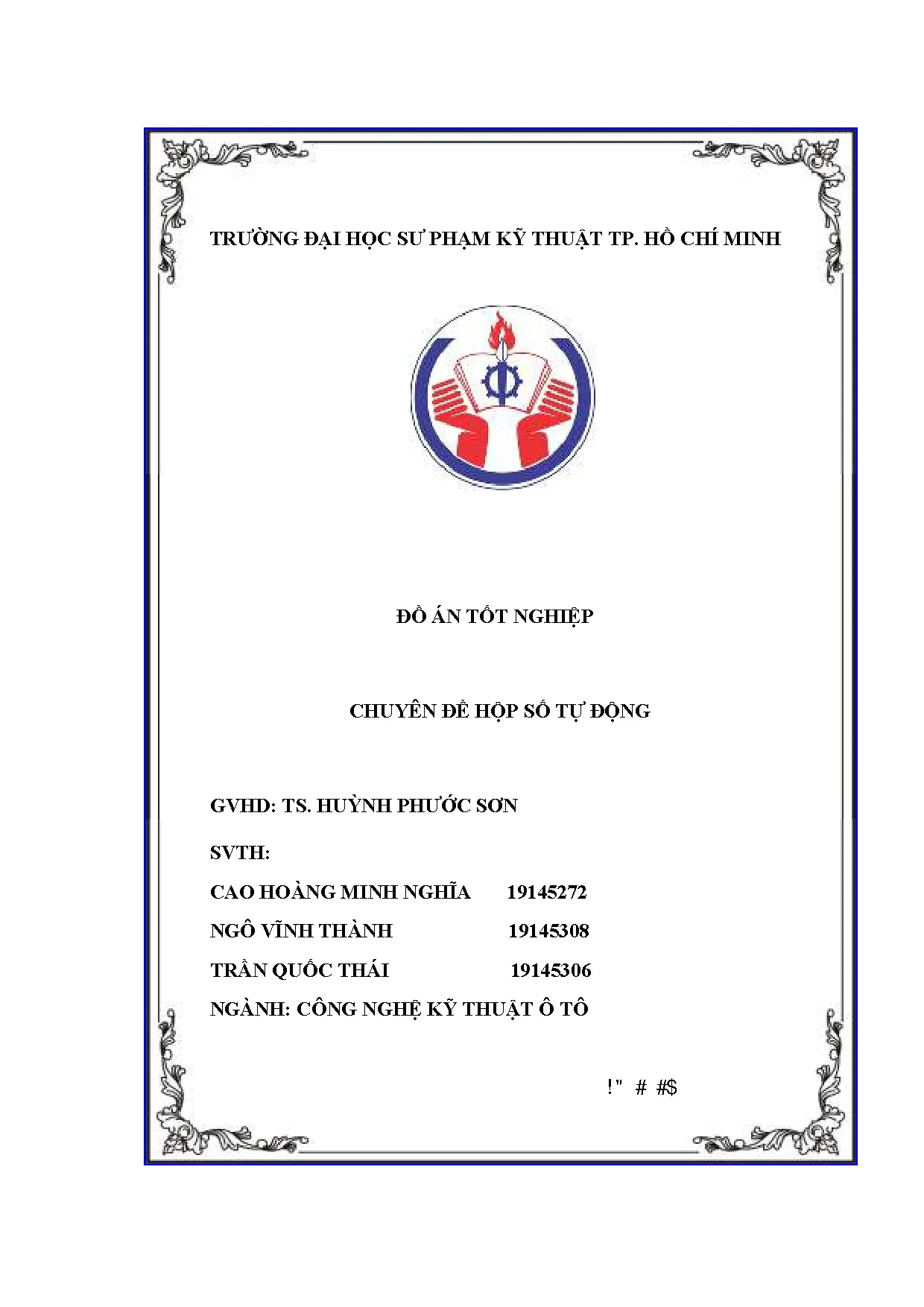 Đồ án tốt nghiệp - Chuyên đề hộp số tự động