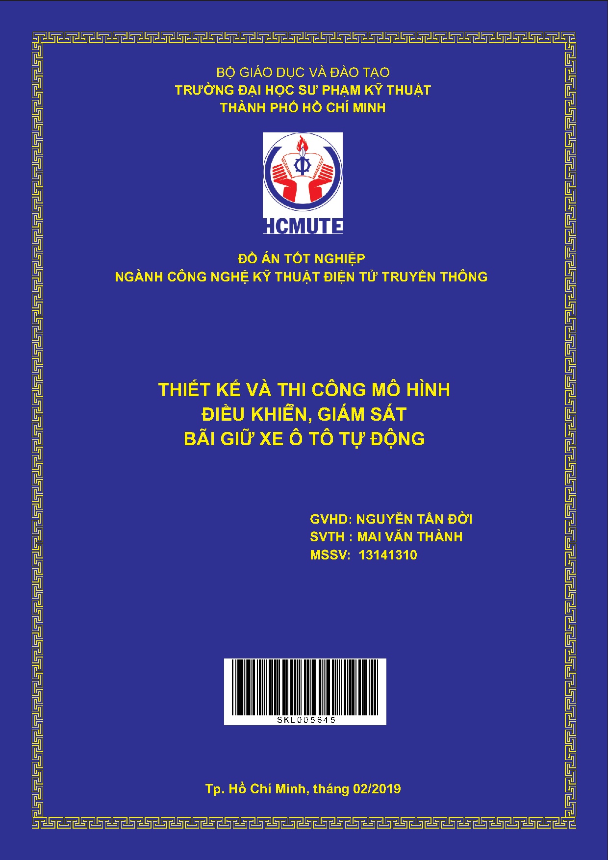 Đồ án tốt nghiệp - Thiết kế và thi công mô hình điều khiển, giám sát bãi giữ xe ô tô tự động