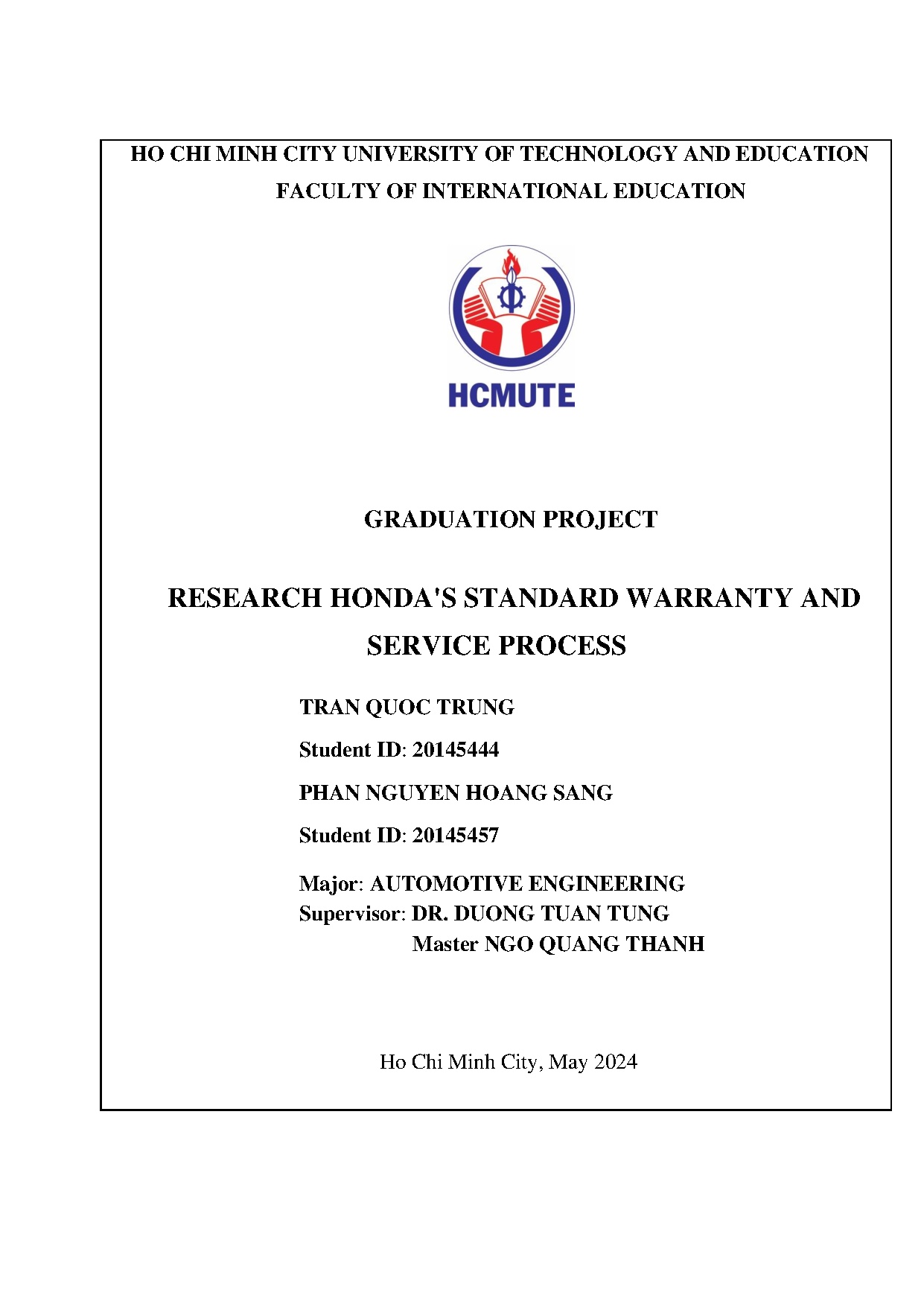 Đồ án tốt nghiệp - Research Hondas standard warranty and service process