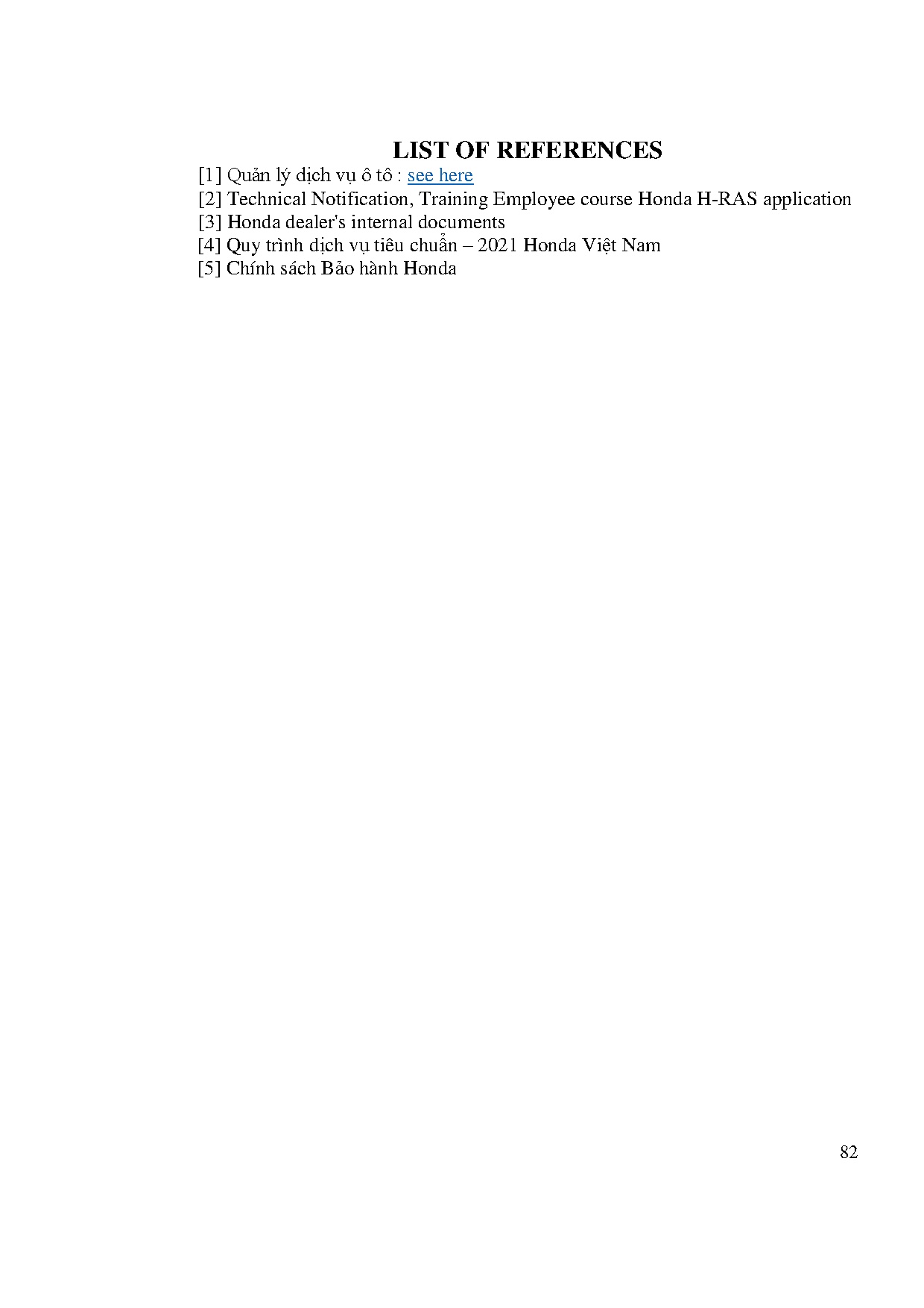 Đồ án tốt nghiệp - Research Hondas standard warranty and service process - Trang 97