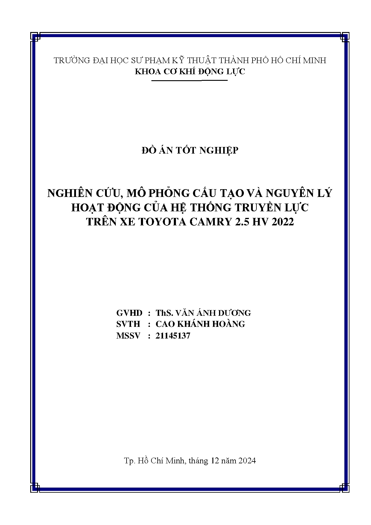 Đồ án tốt nghiệp - Nghiên cứu, mô phỏng cấu tạo và nguyên lý hoạt động của hệ thống TLTXTC 2 H 2