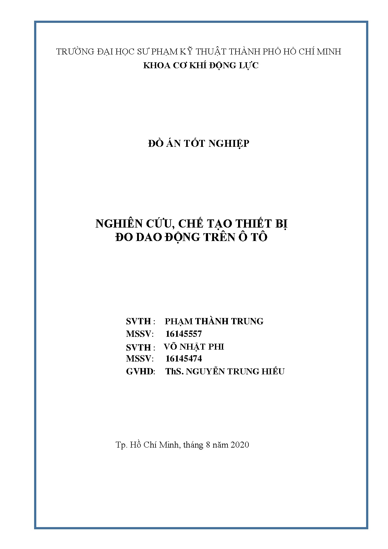 Đồ án tốt nghiệp - Nghiên cứu, chế tạo thiết bị đo dao động trên ô tô