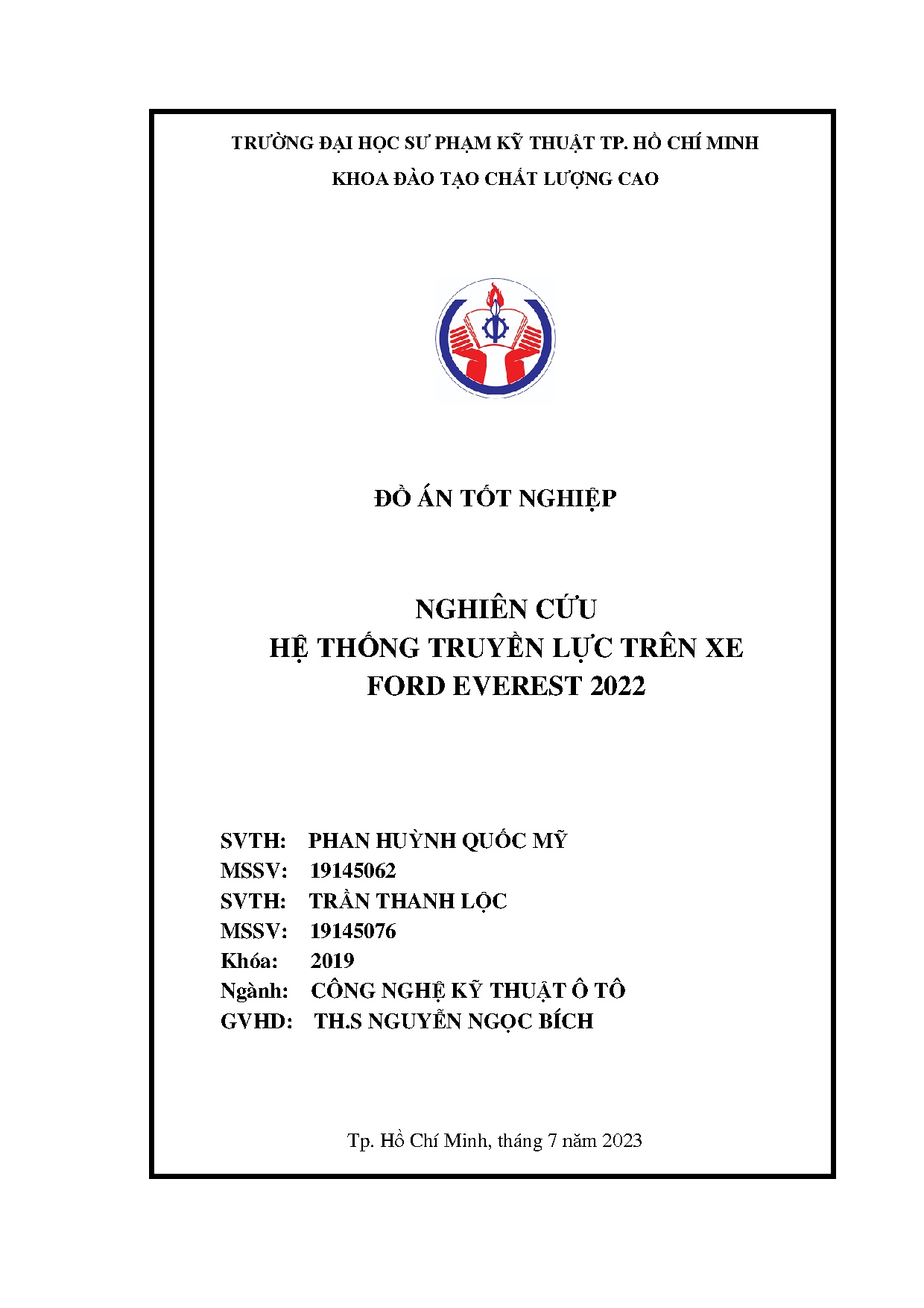 Đồ án tốt nghiệp - Nghiên cứu hệ thống truyền lực trên xe Ford Everest 2022
