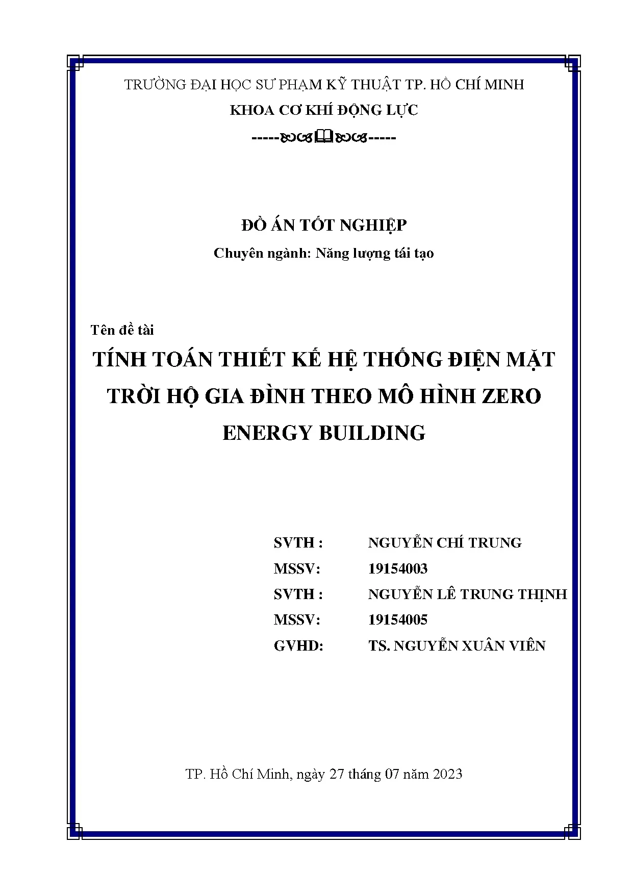 Đồ án tốt nghiệp - Tính toán thiết kế hệ thống điện mặt trời hộ gia đình theo mô hình Zero energy B