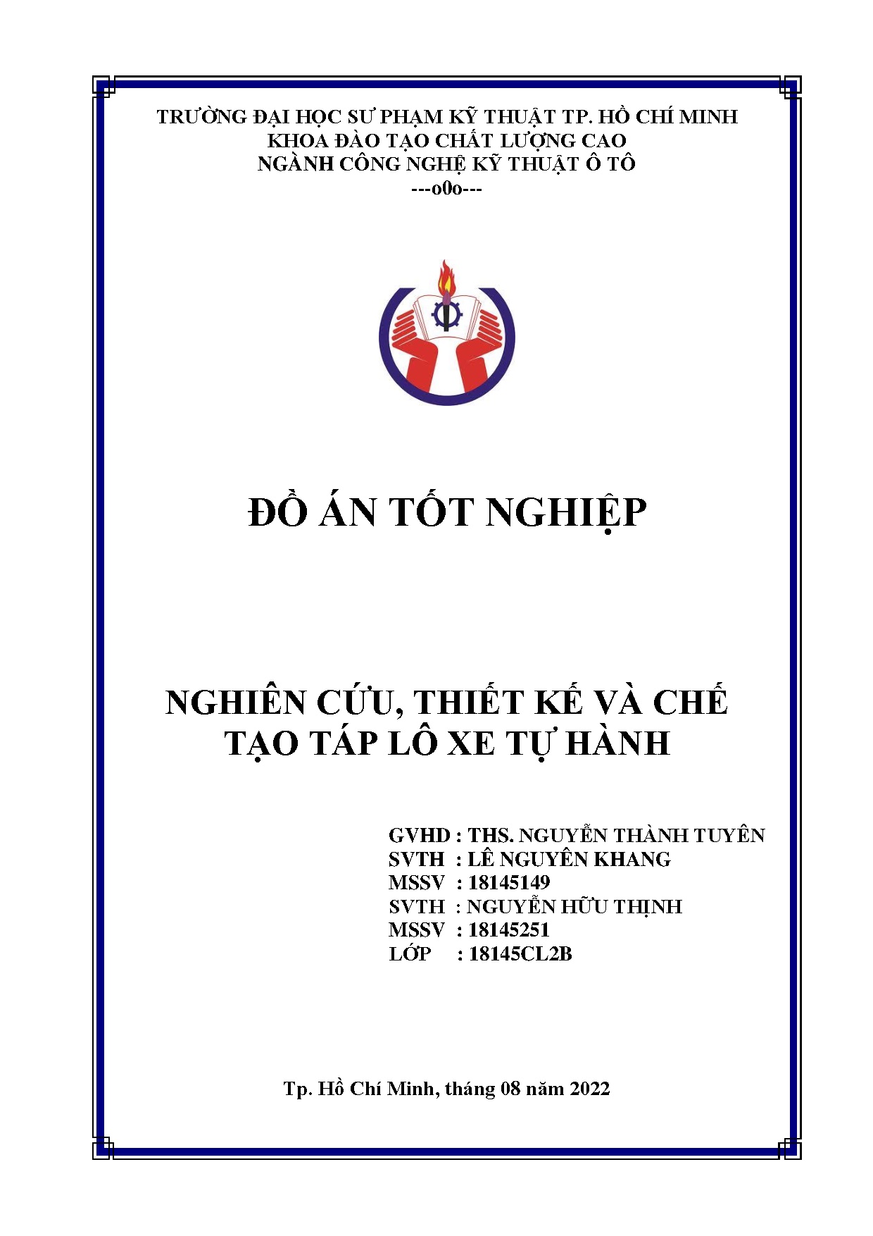 Đồ án tốt nghiệp - Nghiên cứu, thiết kế và chế tạo táp lô xe tự hành