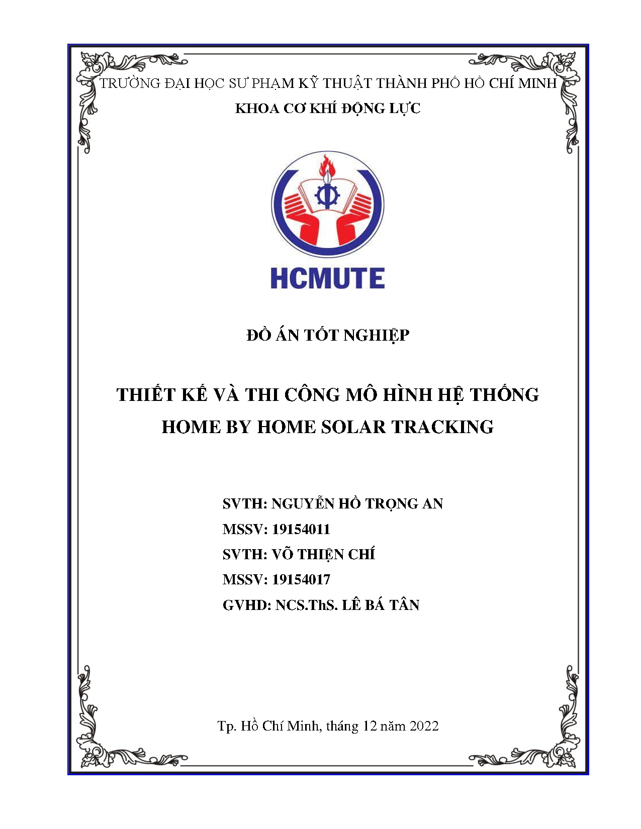 Đồ án tốt nghiệp - Thiết kế và thi công mô hình hệ thống Home by Home Solar Tracking