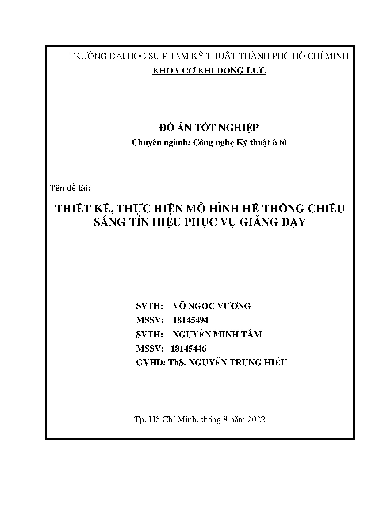 Đồ án tốt nghiệp - Thiết kế, thực hiện mô hình hệ thống chiếu sáng tín hiệu phục vụ giảng dạy