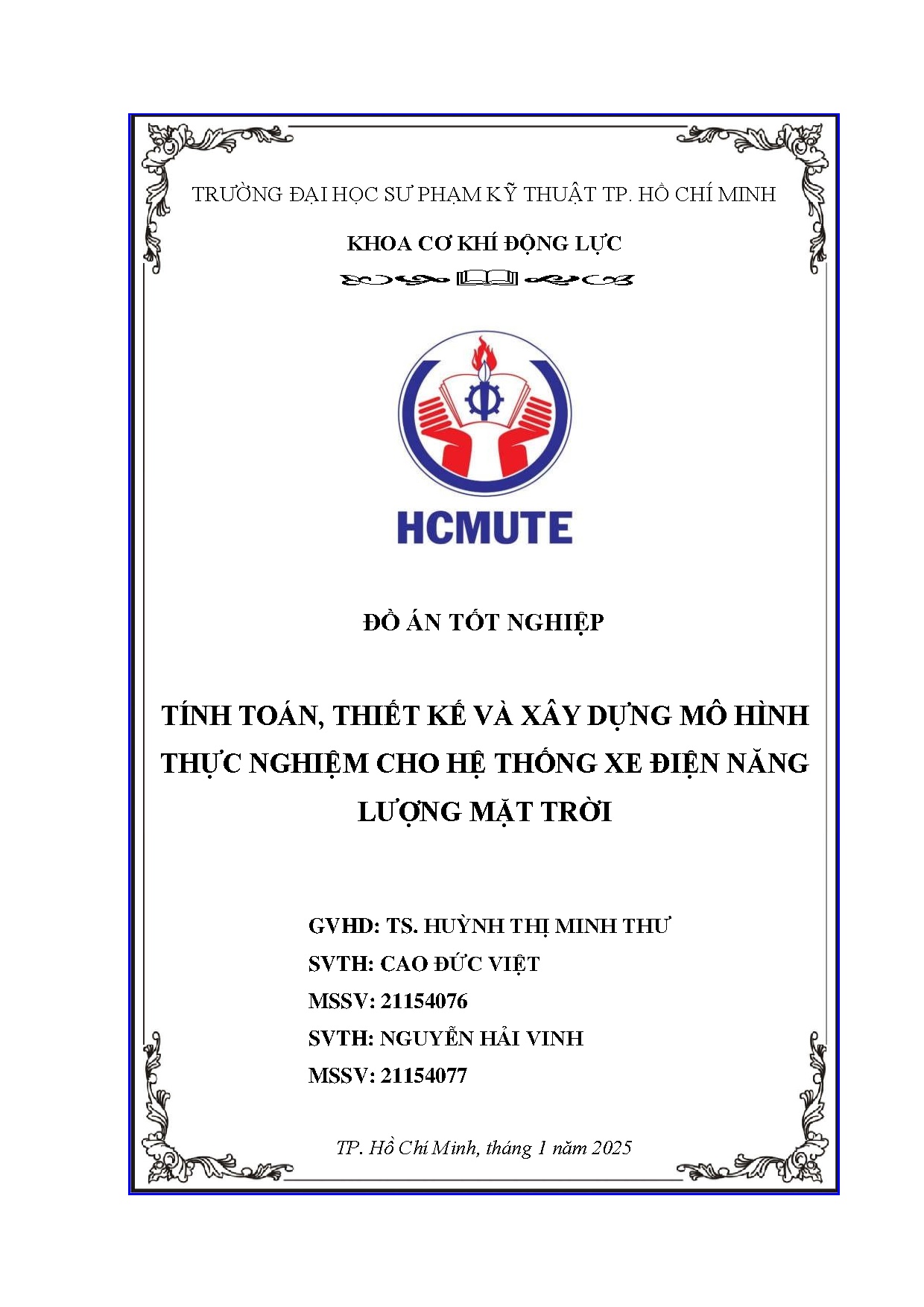 Đồ án tốt nghiệp - Tính toán, thiết kế và xây dựng mô hình thực nghiệm cho hệ thống xe điện năng LMT