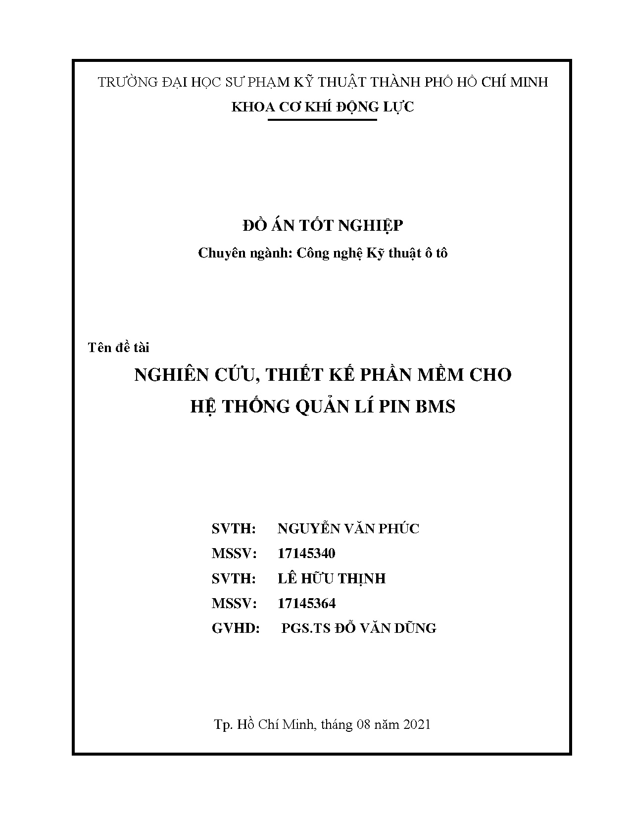 Đồ án tốt nghiệp - Nghiên cứu, thiết kế phần mềm cho hệ thống quản lí pin BMS: Đồ án tốt NNCNKTÔT