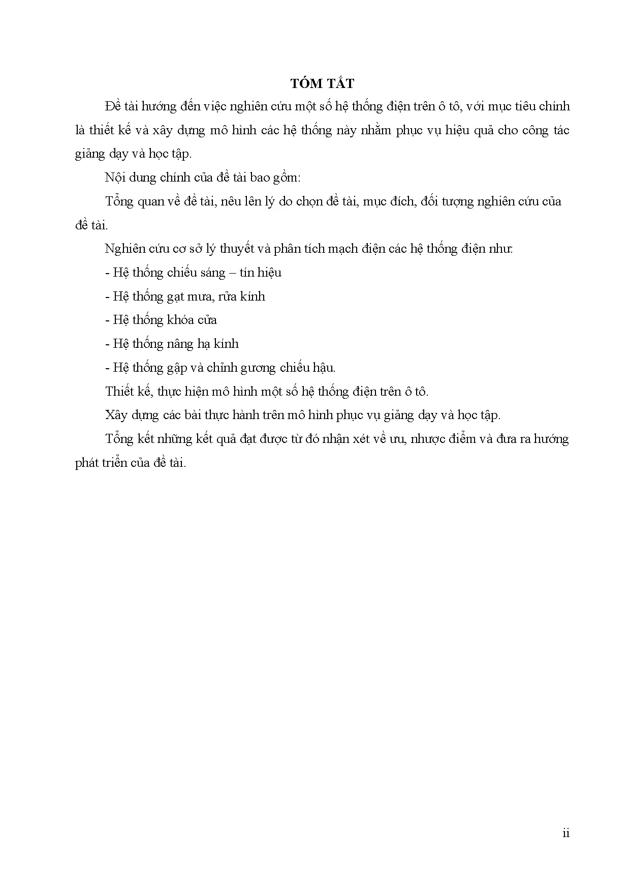Đồ án tốt nghiệp - Thiết kế, thực hiện mô hình điện thân xe trên ô tô phục vụ giảng dạy - Trang 4