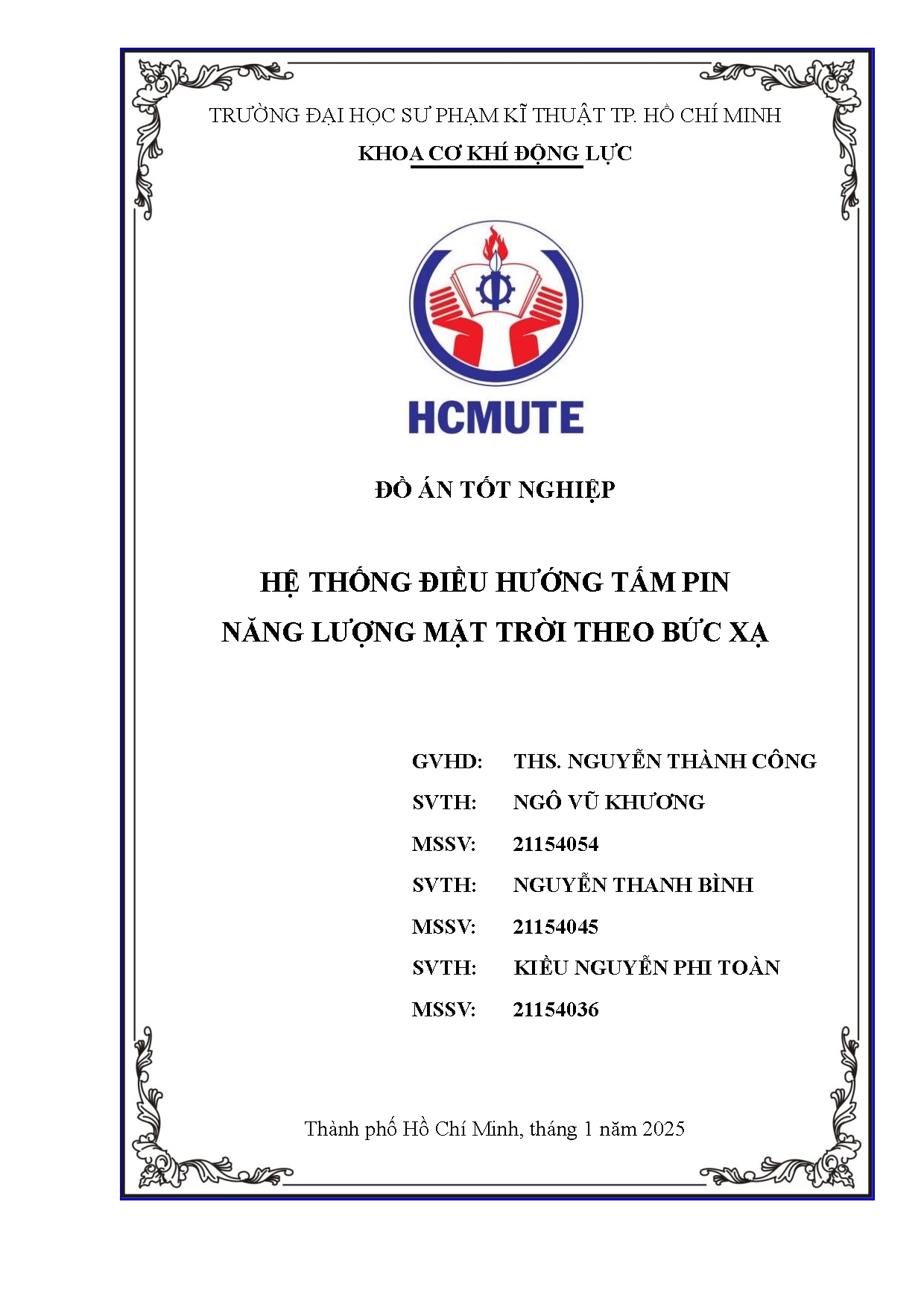 Đồ án tốt nghiệp - Hệ thống điều hướng tấm pin năng lượng mặt trời theo bức xạ