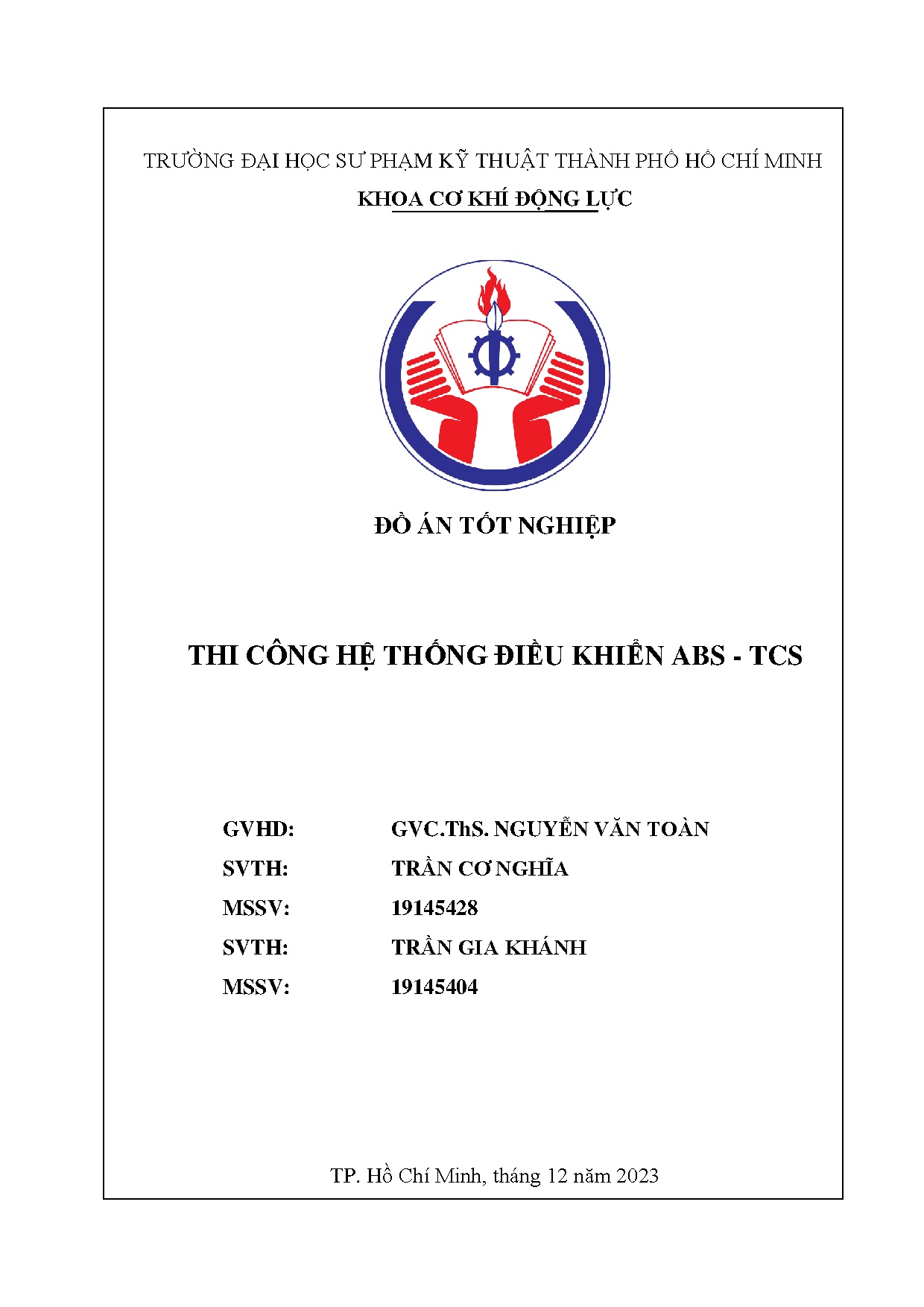 Đồ án tốt nghiệp - Thi công hệ thống điều khiển ABS - TCS
