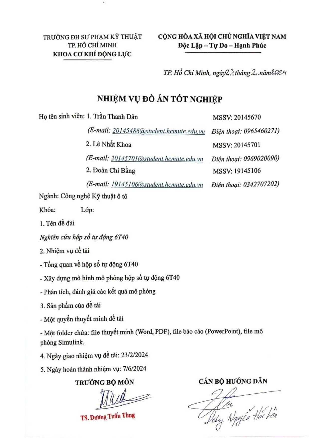 Đồ án tốt nghiệp - Nghiên cứu hộp số tự động 6T40