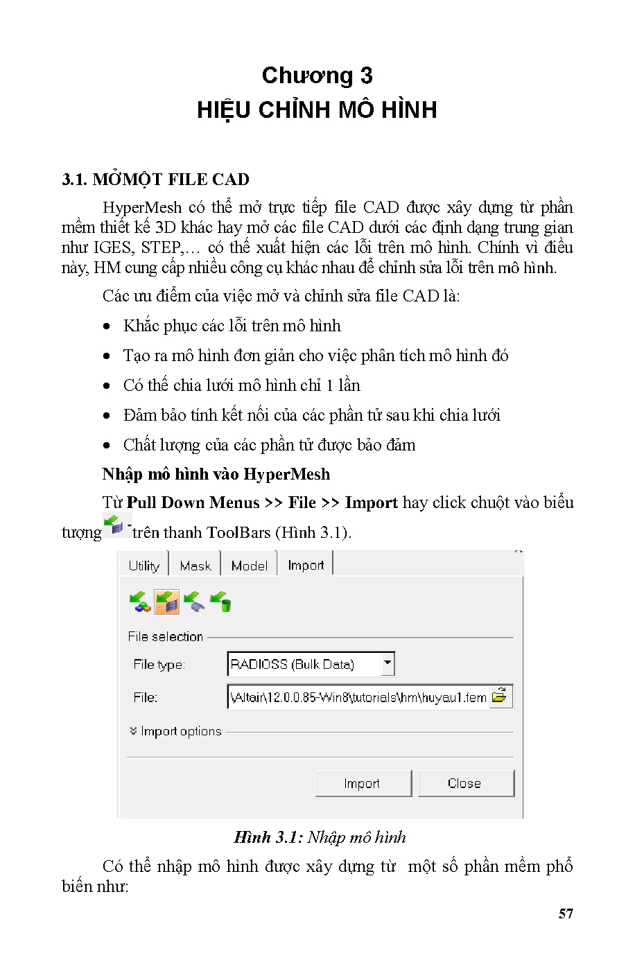 Giáo trình ứng dụng Hypermesh chia lưới mô hình 3D trong mô phỏng (CAE) (HCMUTE) - Trang 58