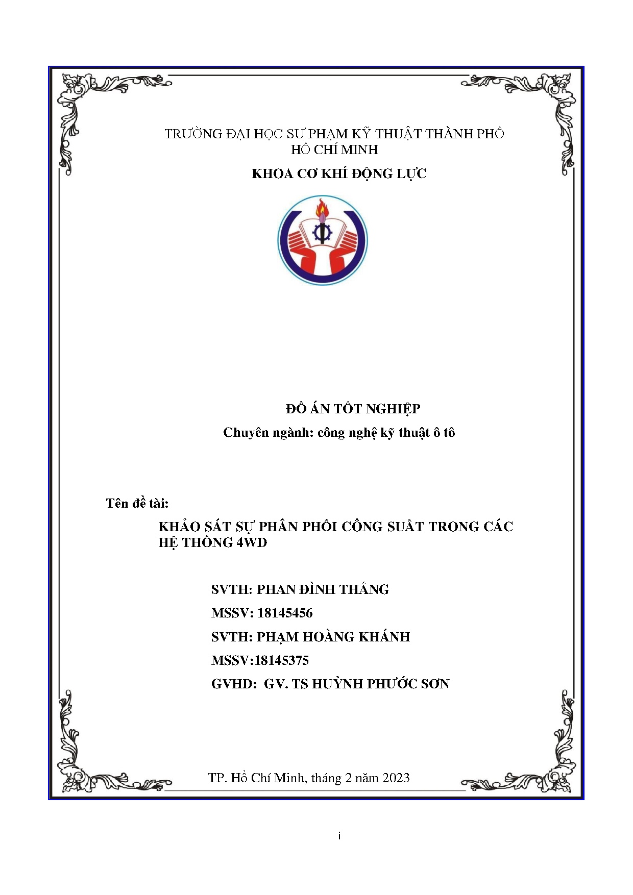 Đồ án tốt nghiệp - Khảo sát sự phân phối công suất trong các hệ thống 4WD