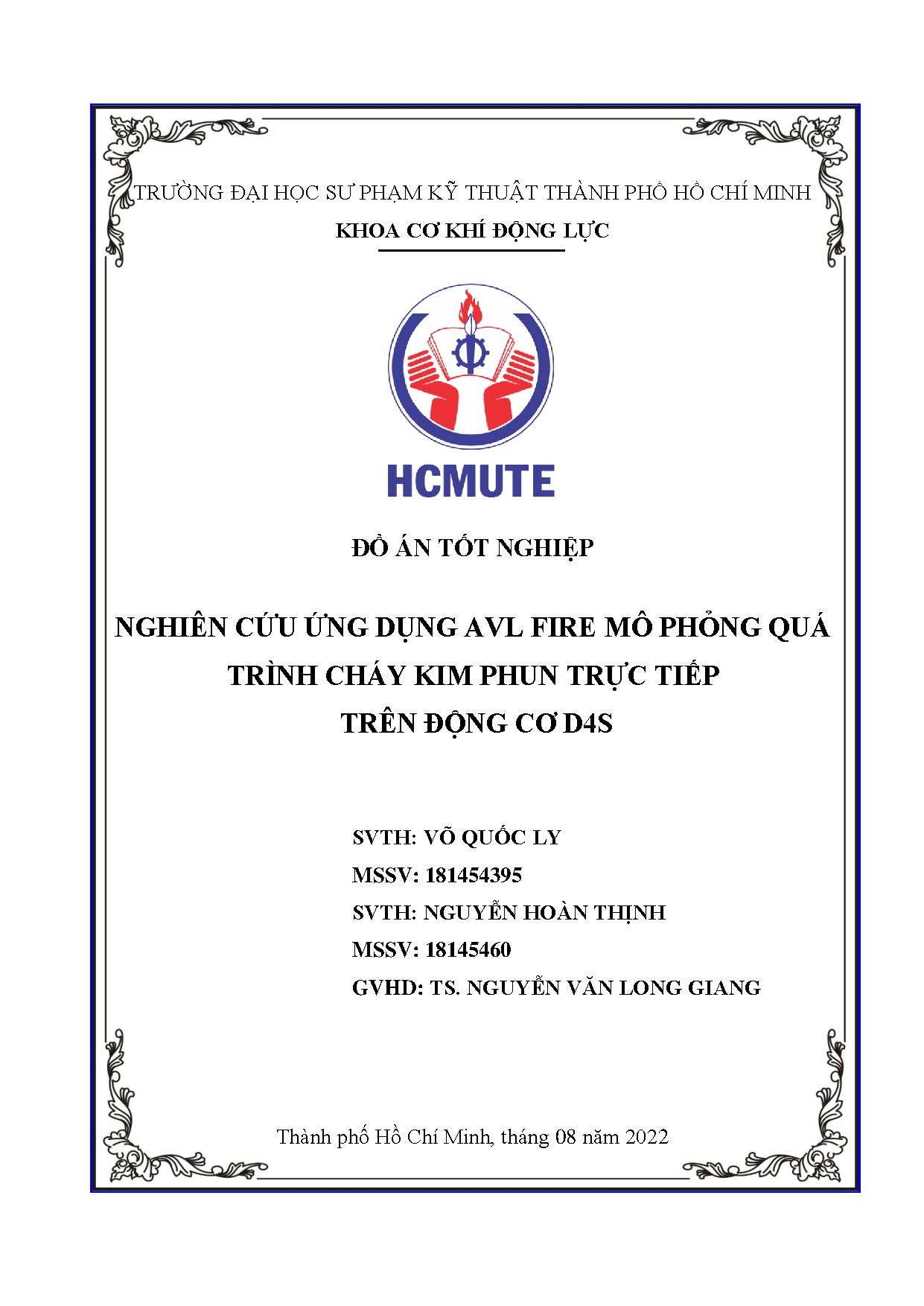 Đồ án tốt nghiệp - Nghiên cứu ứng dụng AVL Fire mô phỏng quá trình cháy kim phun trực tiếp trên ĐCD