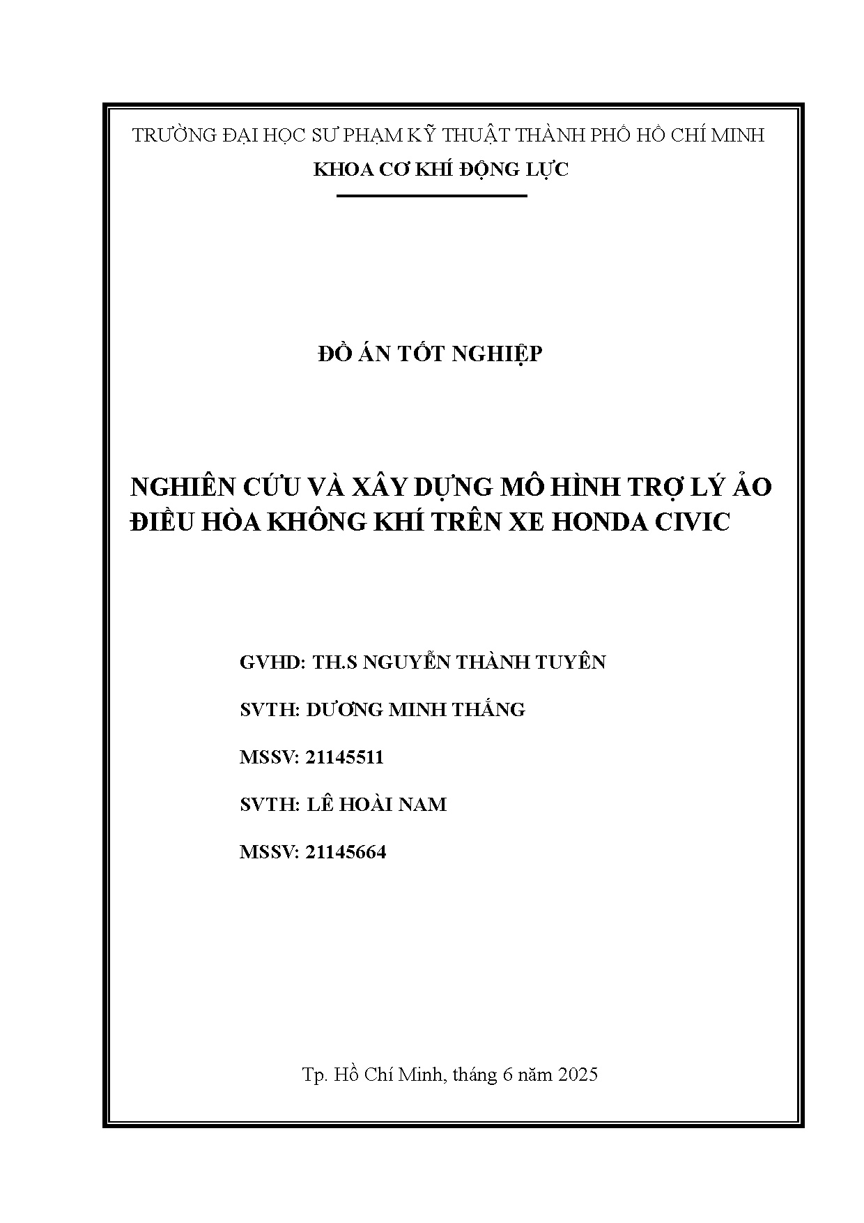 Đồ án tốt nghiệp - Nghiên cứu và xây dựng mô hình trợ lý ảo điều hòa không khí trên xe Honda Civic