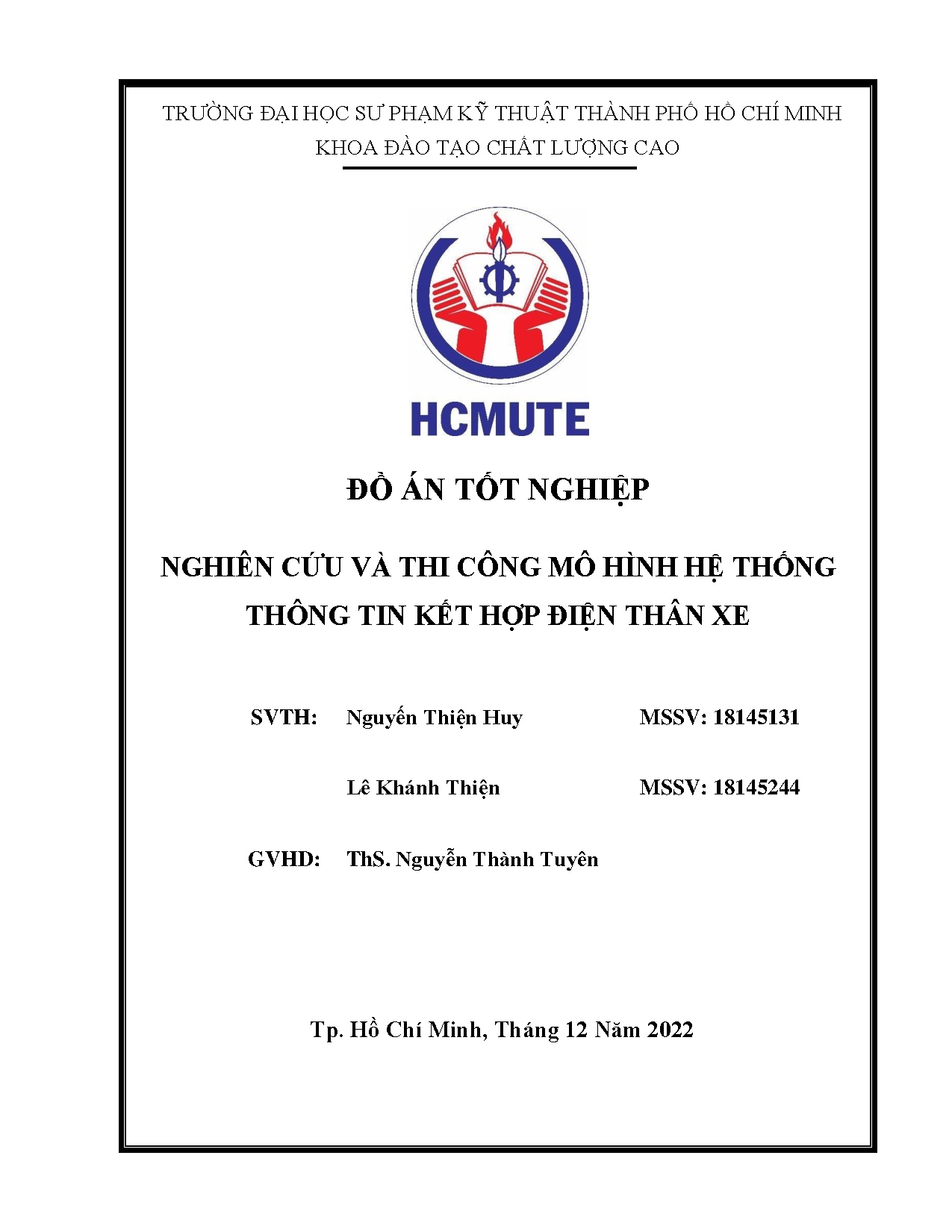 Đồ án tốt nghiệp - Nghiên cứu và thi công mô hình hệ thống thông tin kết hợp điện thân xe