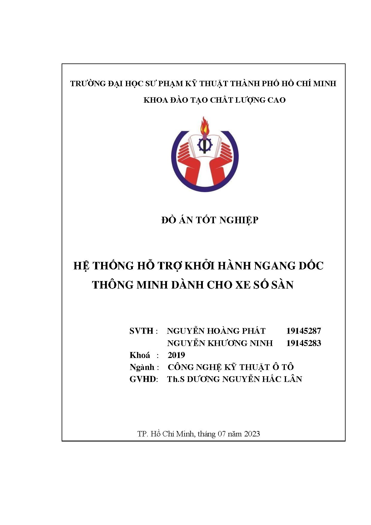 Đồ án tốt nghiệp - Hệ thống hỗ trợ khởi hành ngang dốc thông minh dành cho xe số sàn