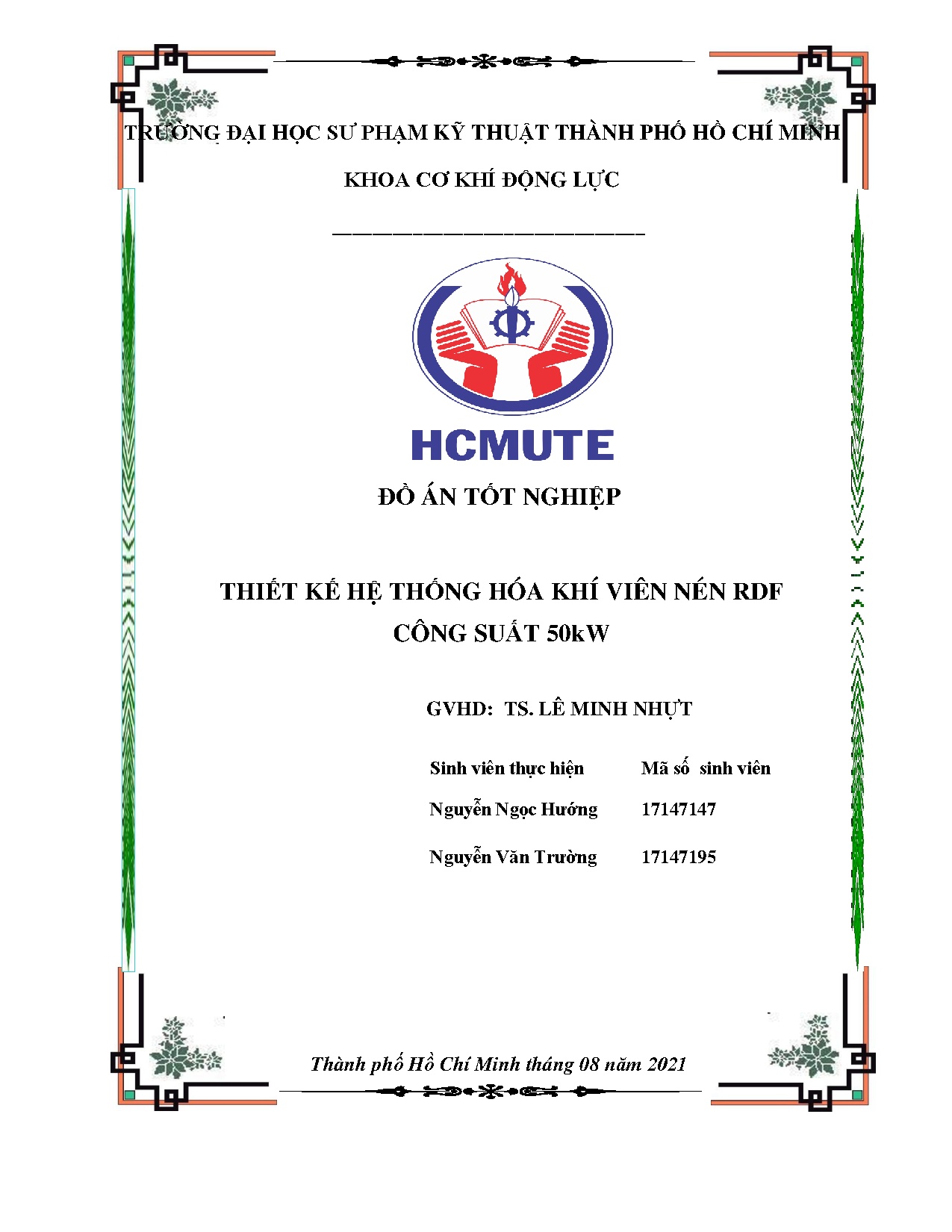 Đồ án tốt nghiệp - Thiết kế hệ thống hóa khí viên nén RDF công suất 50KW