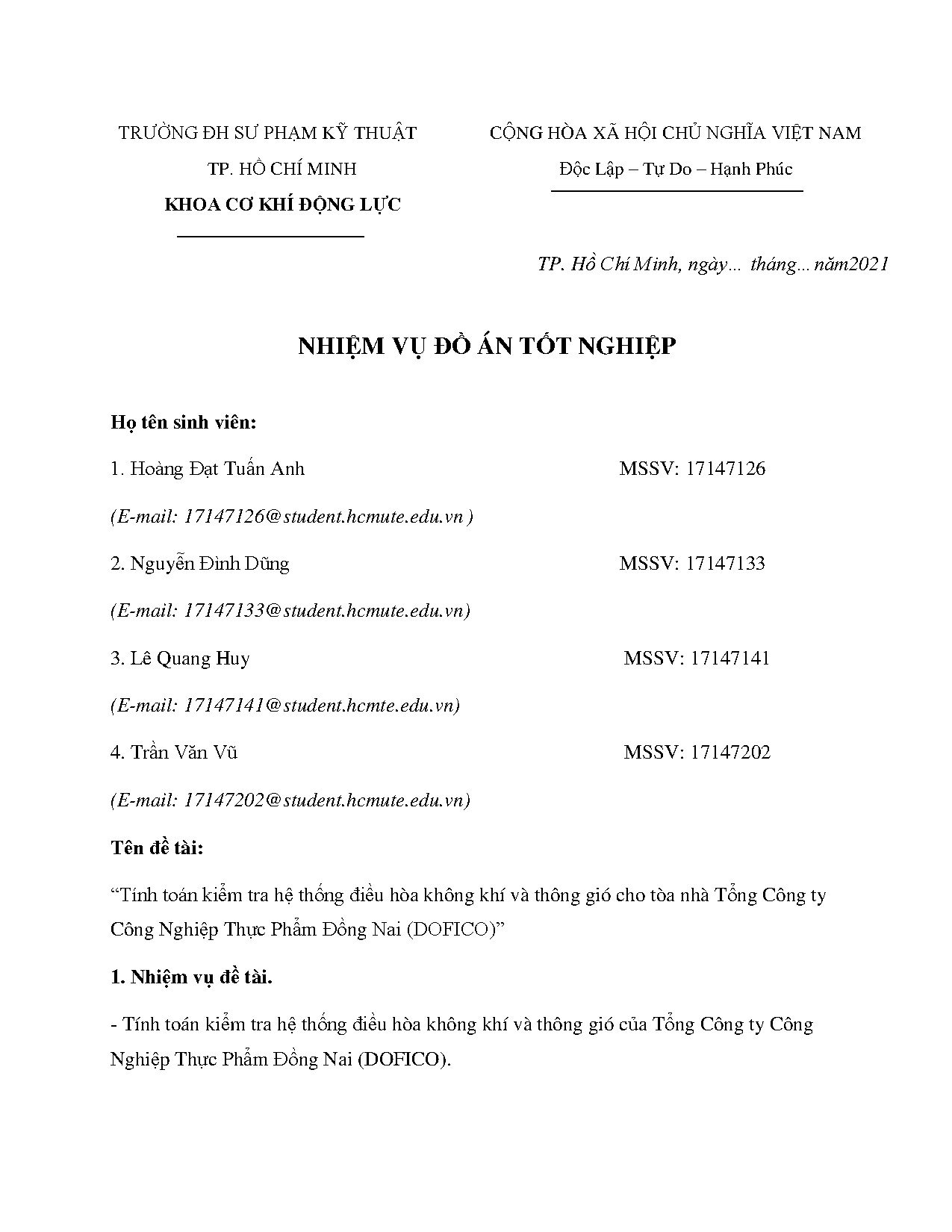 Đồ án tốt nghiệp - Tính toán kiểm tra hệ thống điều hòa không khí cho tòa nhà: Tổng Công ty CNTPĐN (