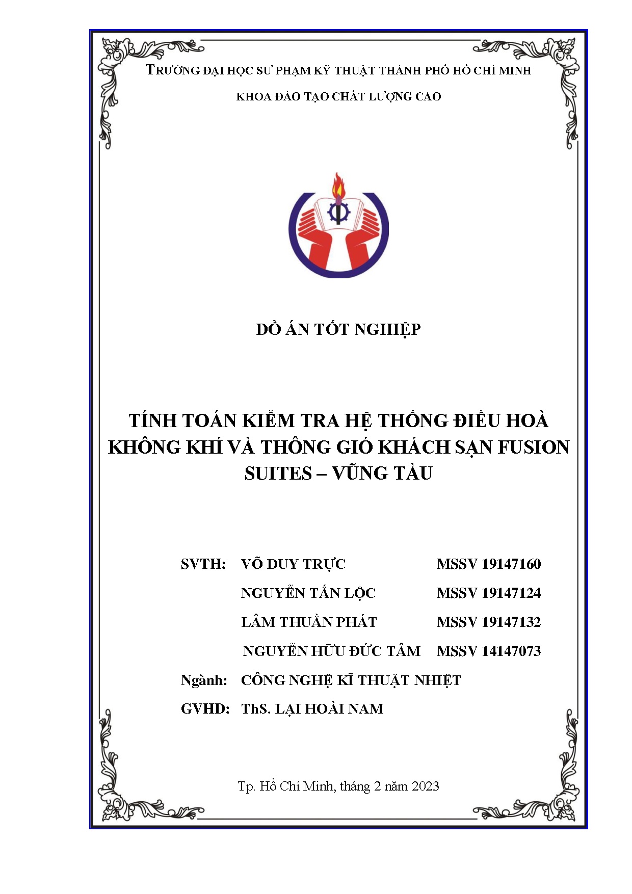 Đồ án tốt nghiệp - Tính toán kiểm tra hệ thống điều hòa không khí và thông gió khách sạn FS - VT