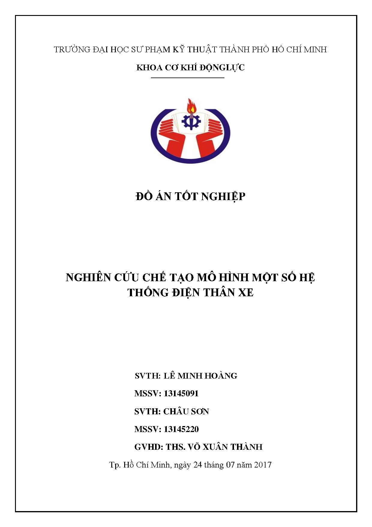 Đồ án tốt nghiệp - Nghiên cứu chế tạo mô hình một số hệ thống điện thân xe