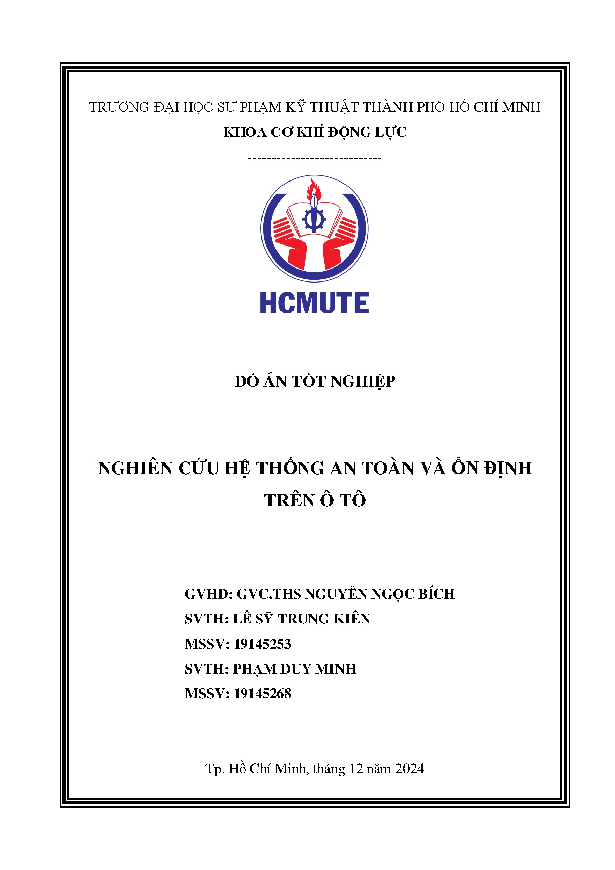 Đồ án tốt nghiệp - Nghiên cứu hệ thống an toàn và ổn định trên ô tô