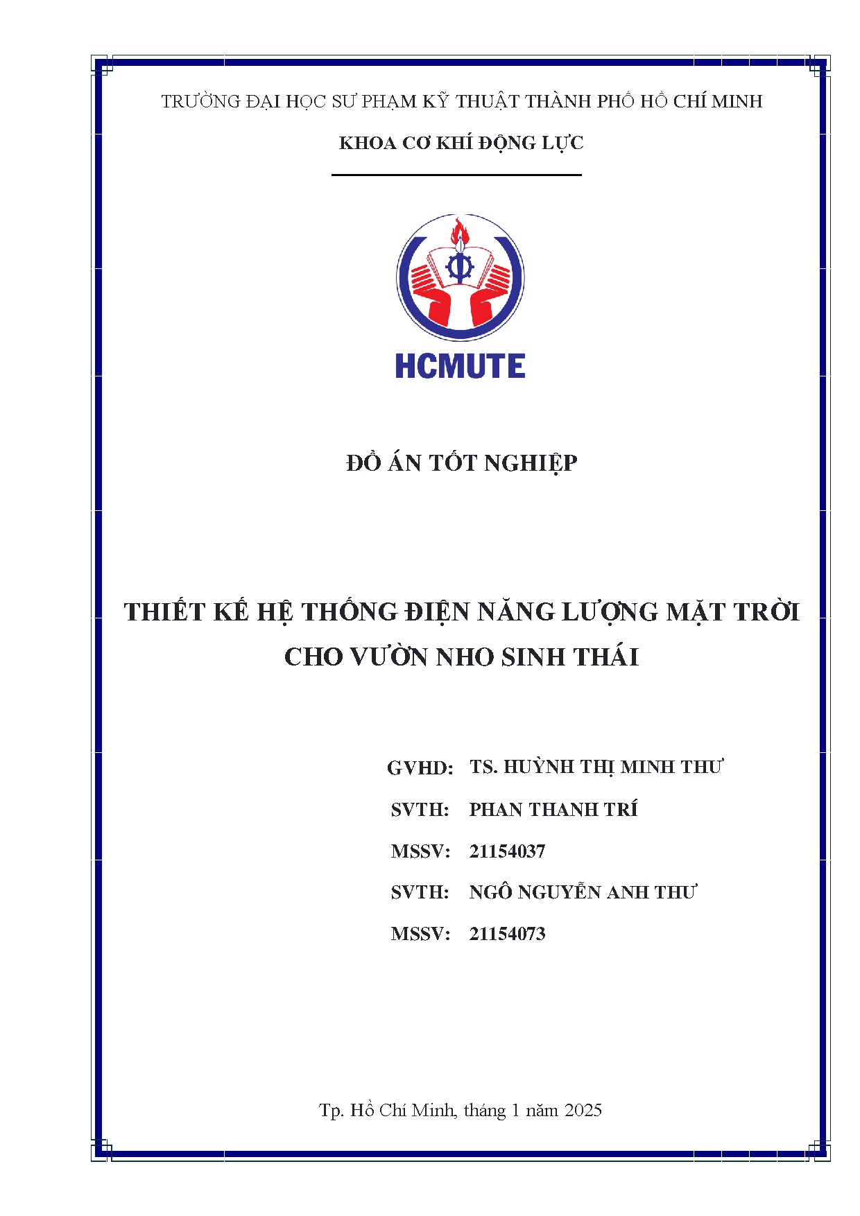 Đồ án tốt nghiệp - Thiết kế hệ thống điện năng lượng mặt trời cho vườn nho sinh thái