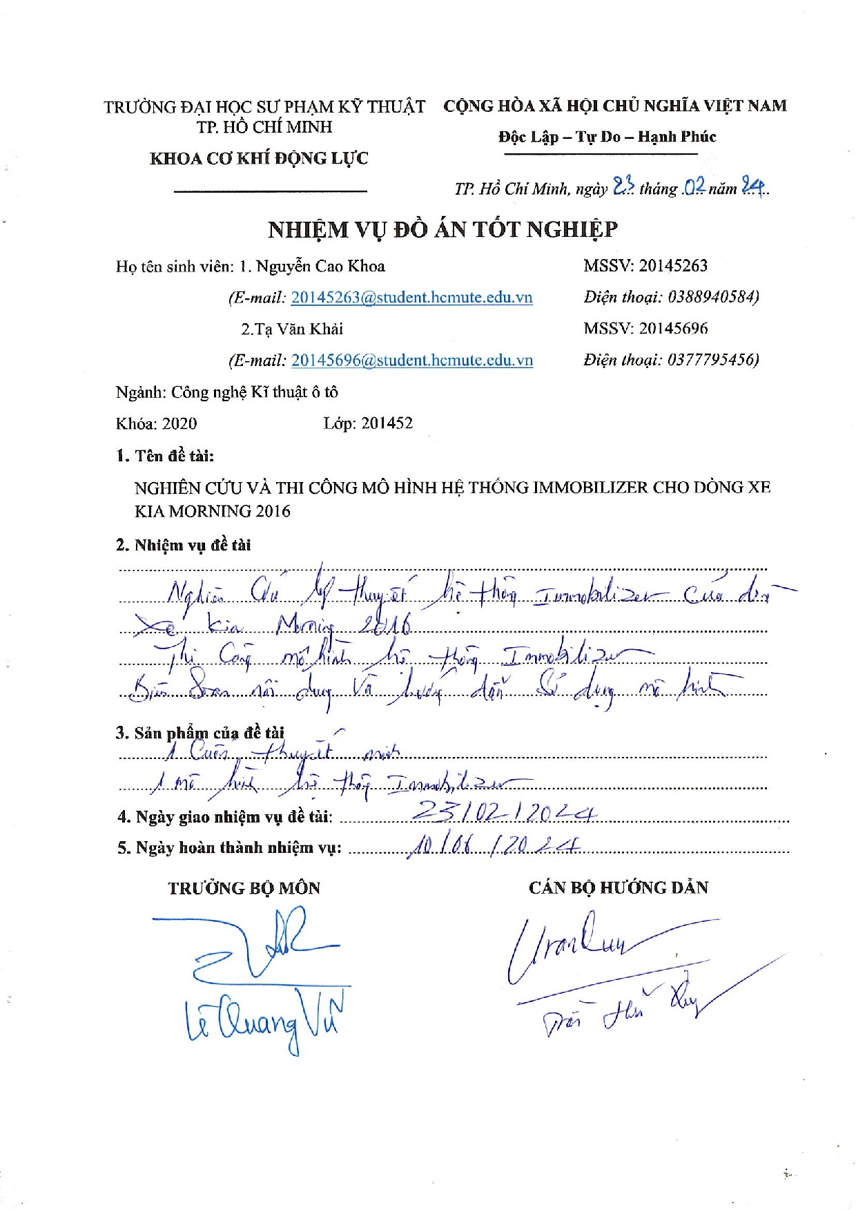 Đồ án tốt nghiệp - Nghiên cứu và thi công mô hình hệ thống Immobilizer cho dòng xe Kia morning 2016