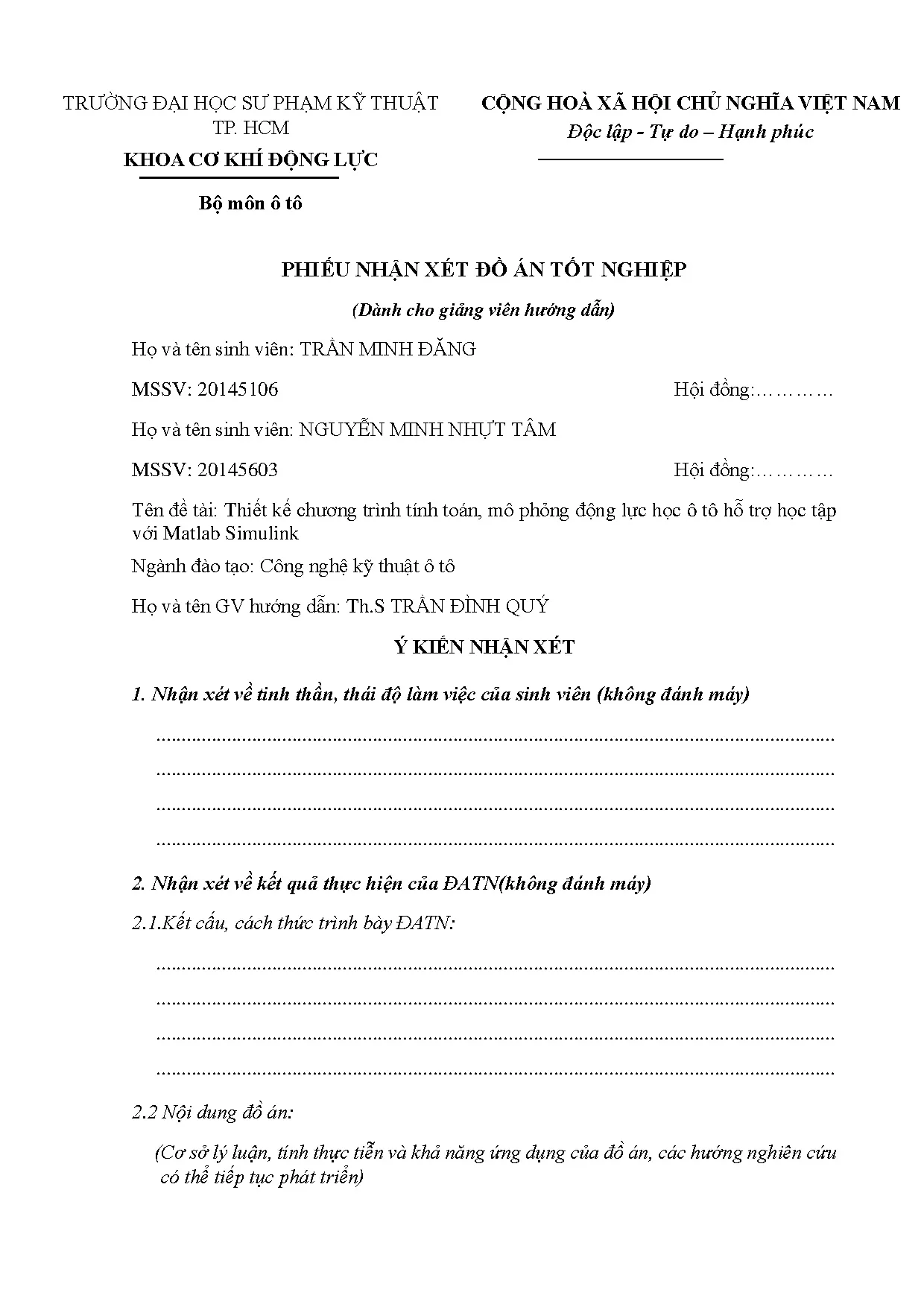 Đồ án tốt nghiệp - Thiết kế chương trình tính toán, mô phỏng động lực học ô tô hỗ trợ học tập với MS - Trang 4
