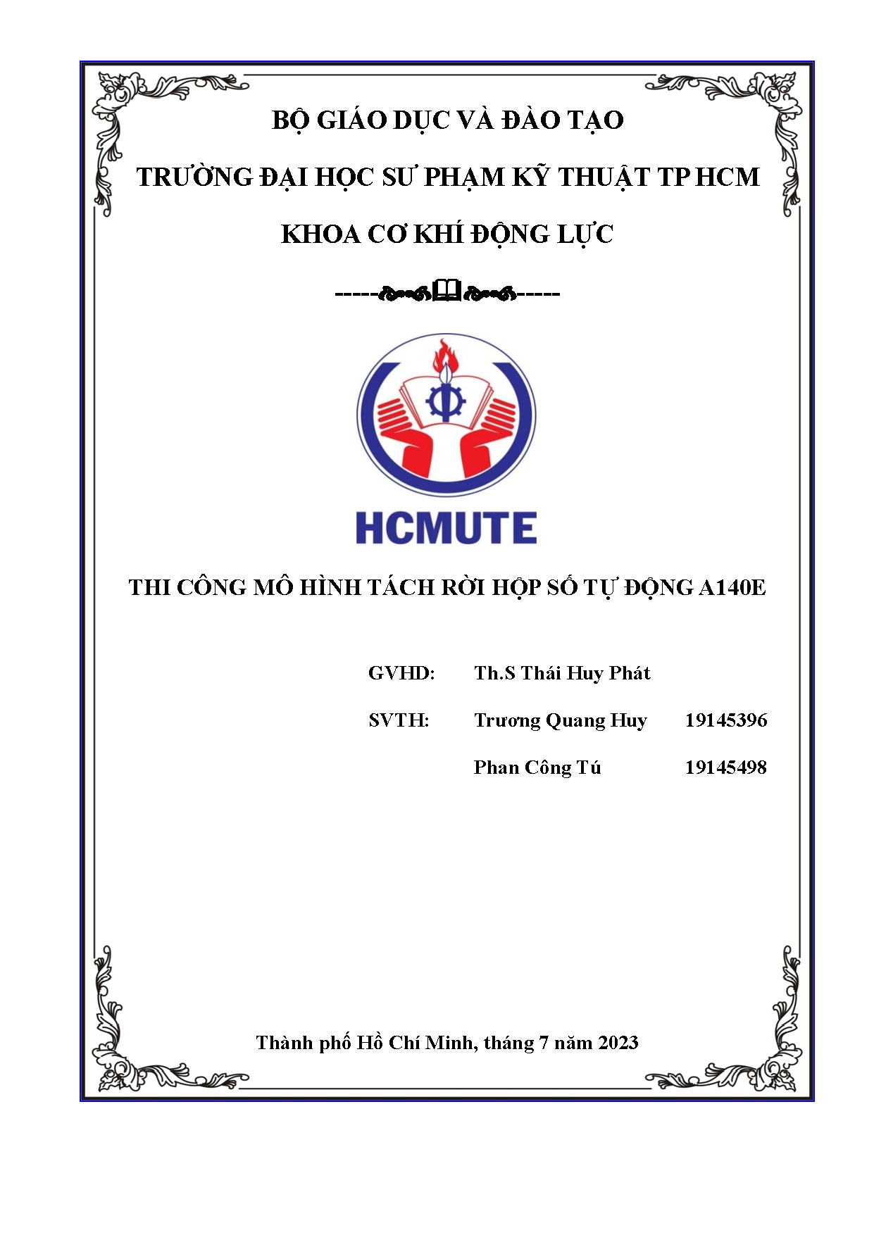 Đồ án tốt nghiệp - Thi công mô hình tách rời hộp số tự động A140E