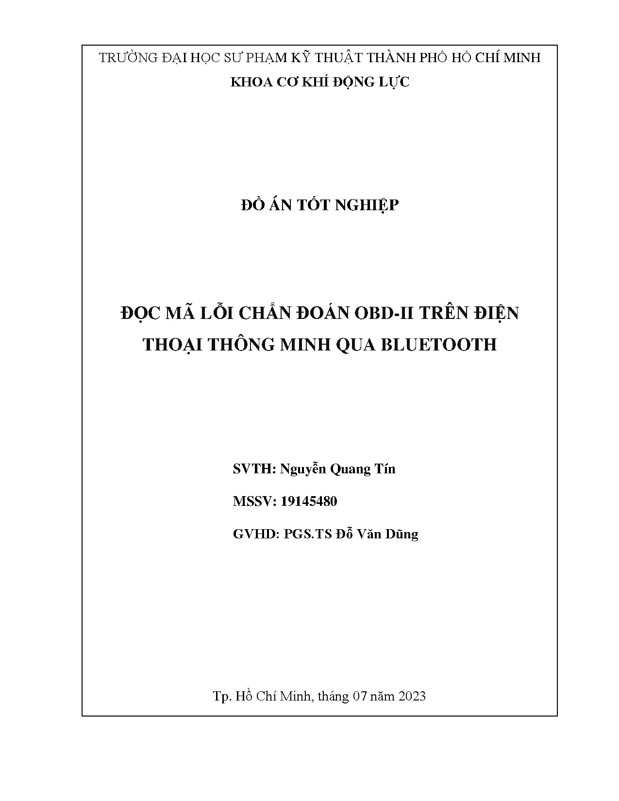 Đồ án tốt nghiệp - Đọc mã lỗi chẩn đoán OBD-II trên điện thoại thông minh qua Bluetooth