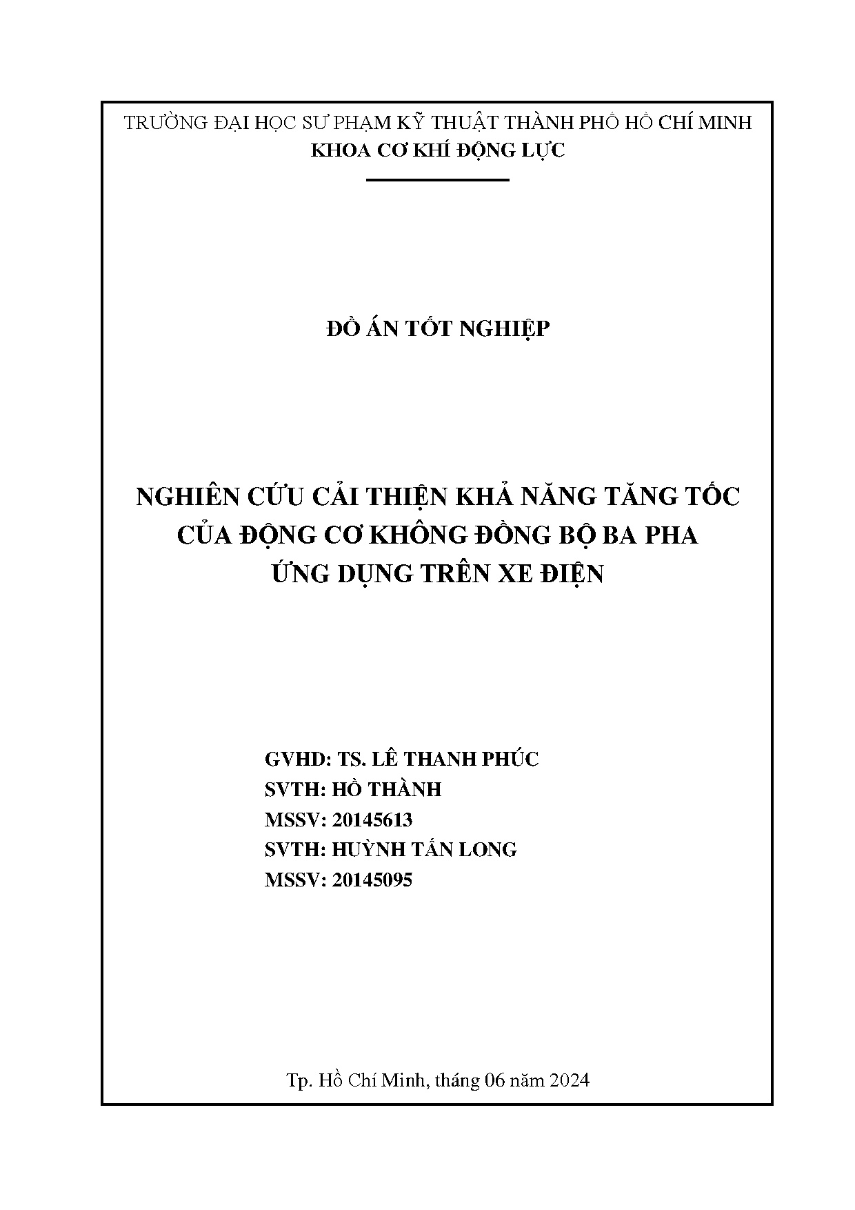 Đồ án tốt nghiệp - Nghiên cứu cải thiện khả năng tăng tốc của động cơ không đồng bộ ba pha ứng DTXĐ