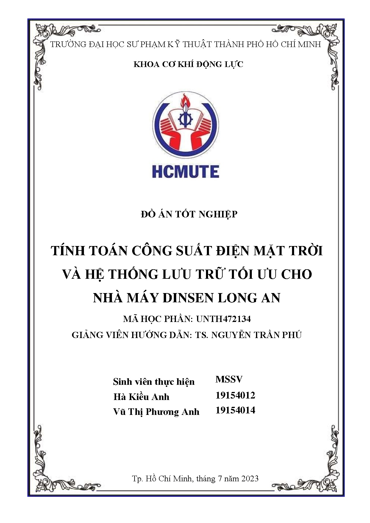 Đồ án tốt nghiệp - Tính toán công suất điện mặt trời và hệ thống lưu trữ tối ưu cho nhà máy DLA