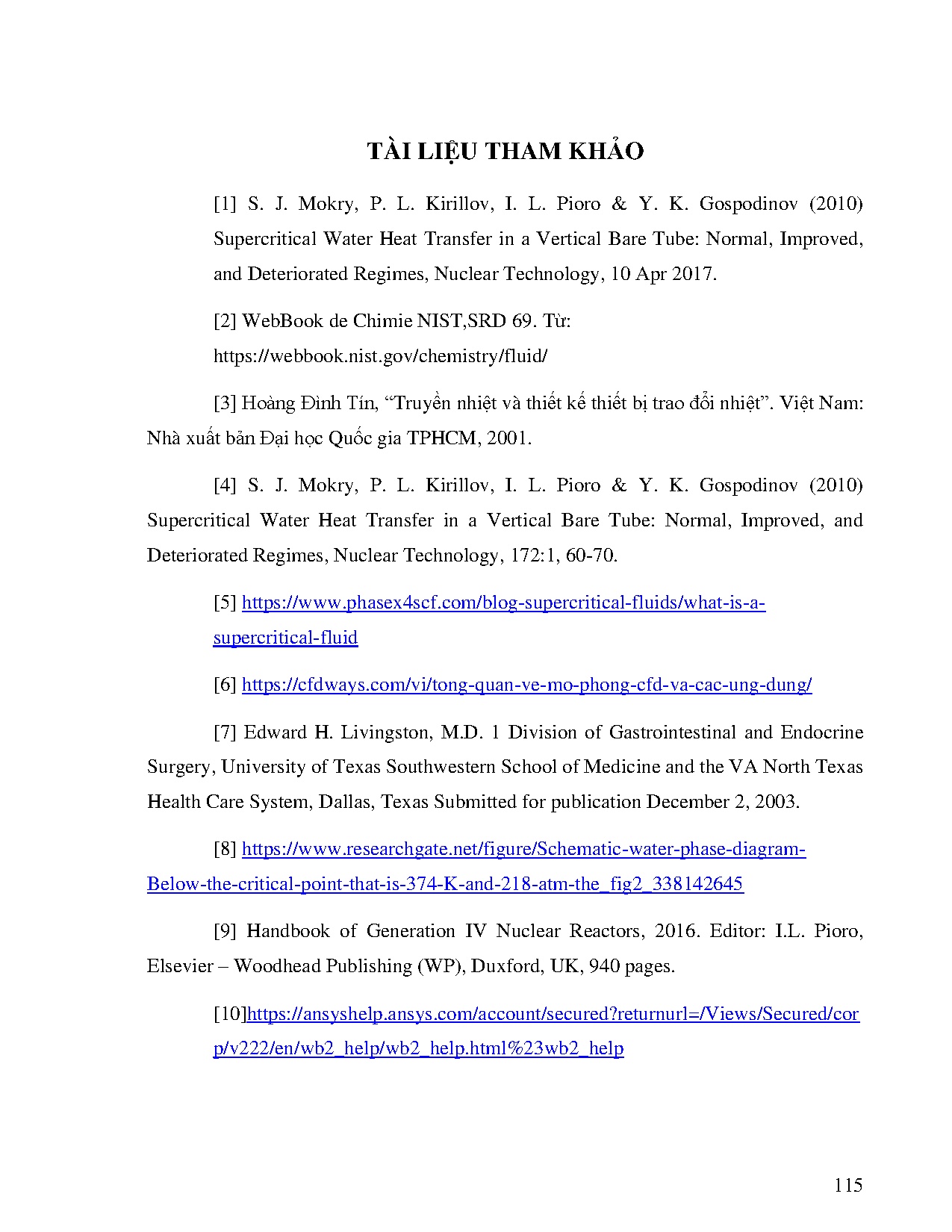 Đồ án tốt nghiệp - Mô phỏng số đặc tính dòng chảy và truyền nhiệt trong ống trơn TĐĐLMBN ở ÁSSTH - Trang 138