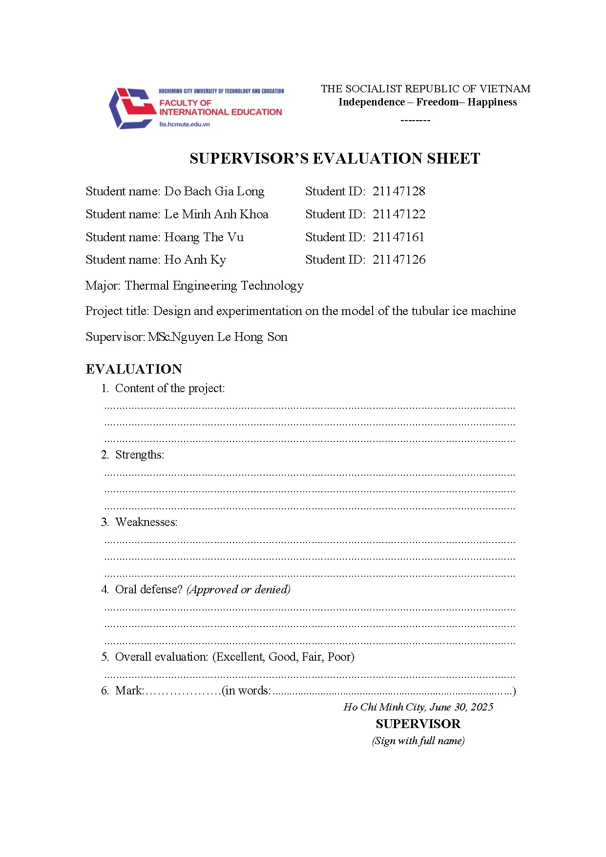 Đồ án tốt nghiệp - Design and experimentation on the model of the tube ice machine - Trang 4