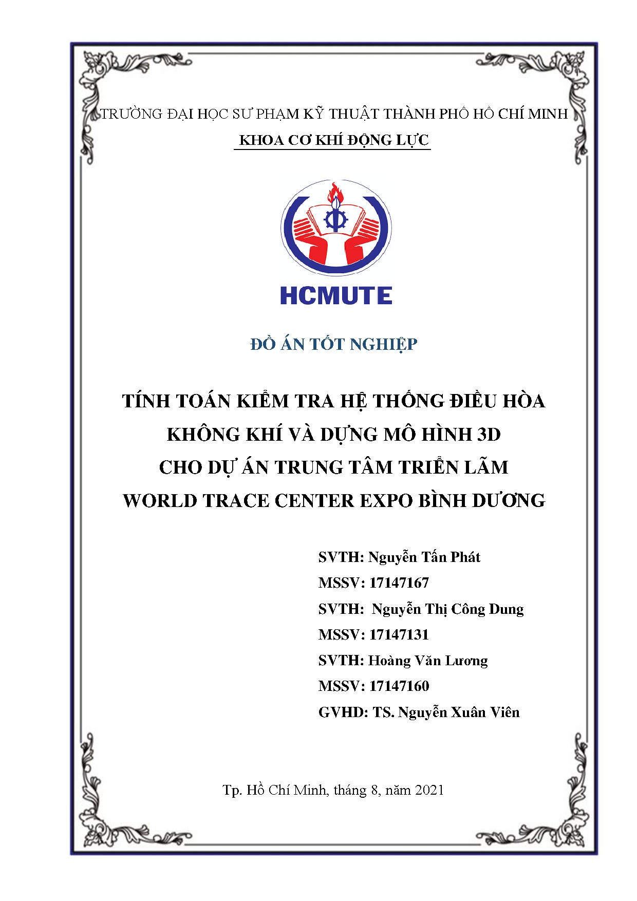 Đồ án tốt nghiệp - Tính toán kiểm tra hệ thống điều hòa không khí và dựng mô hình 3D CDÁTTTLWTCEBD