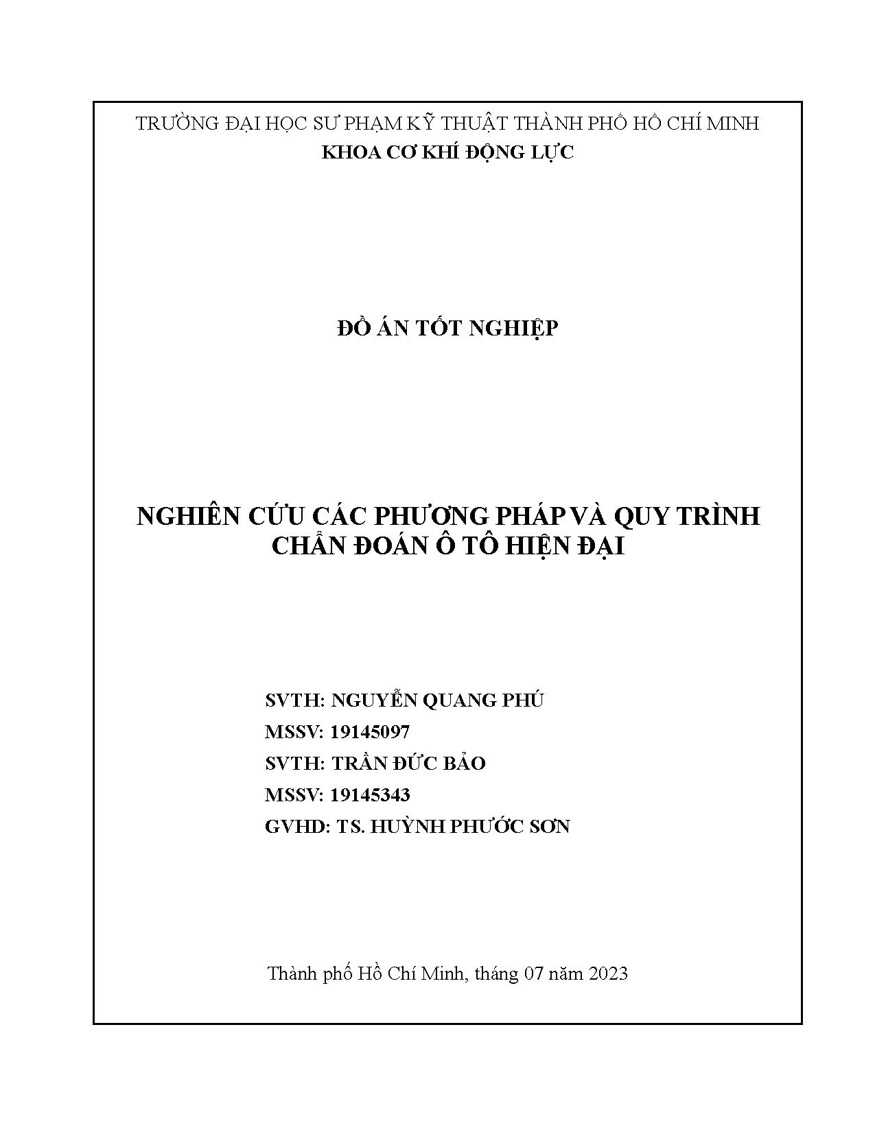 Đồ án tốt nghiệp - Nghiên cứu các phương pháp và quy trình chẩn đoán ô tô hiện đại