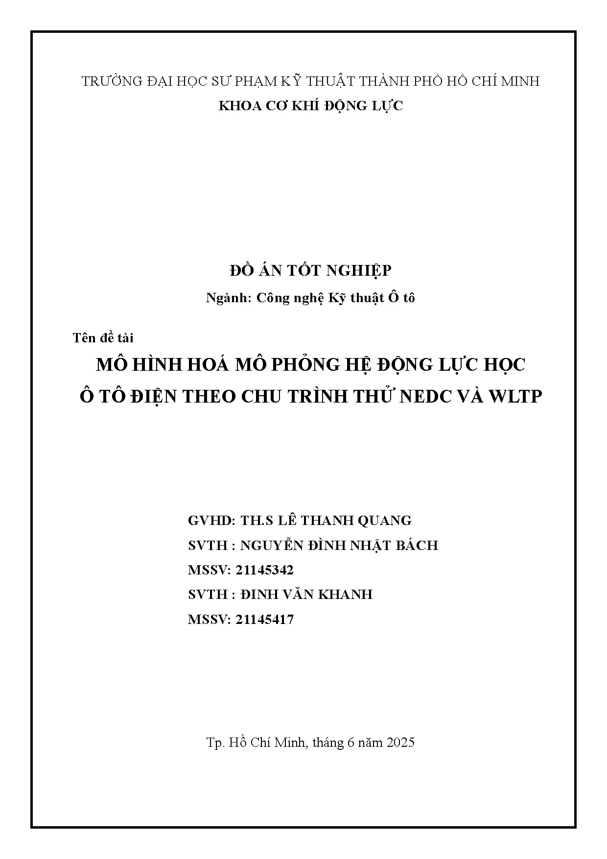 Đồ án tốt nghiệp - Mô hình hóa mô phỏng hệ động lực học ô tô điện theo chu trình thử NEDC và WLTP - Trang 2