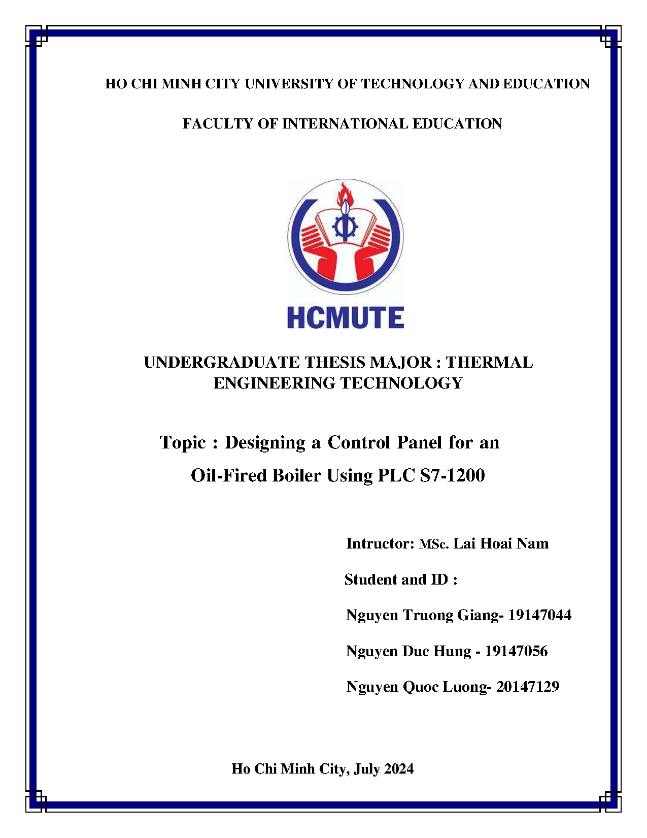 Đồ án tốt nghiệp - Design a control panel for an oil-fired boiler using PLC S7-1200