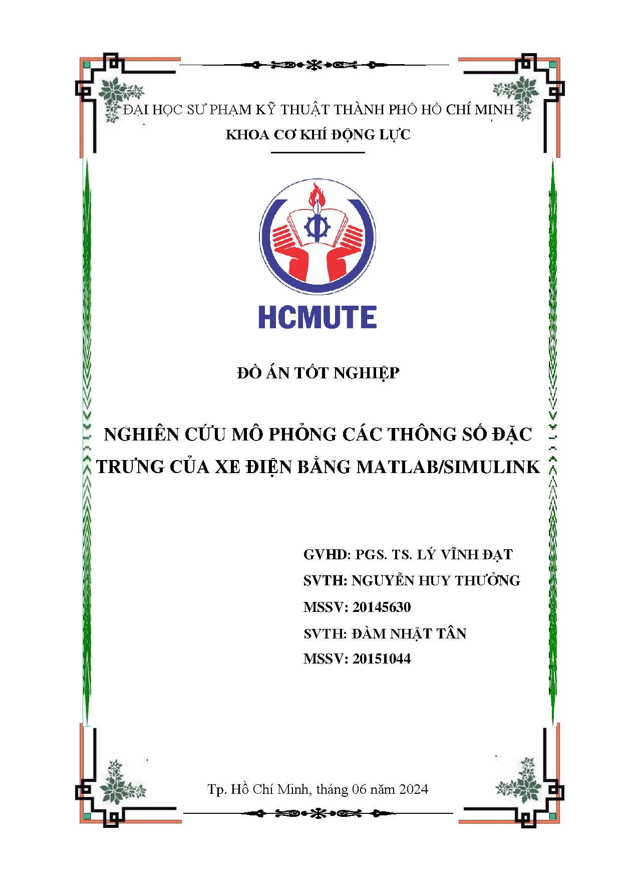 Đồ án tốt nghiệp - Nghiên cứu mô phỏng các thông số đặc trưng của xe điện bằng Matlab/Simulin