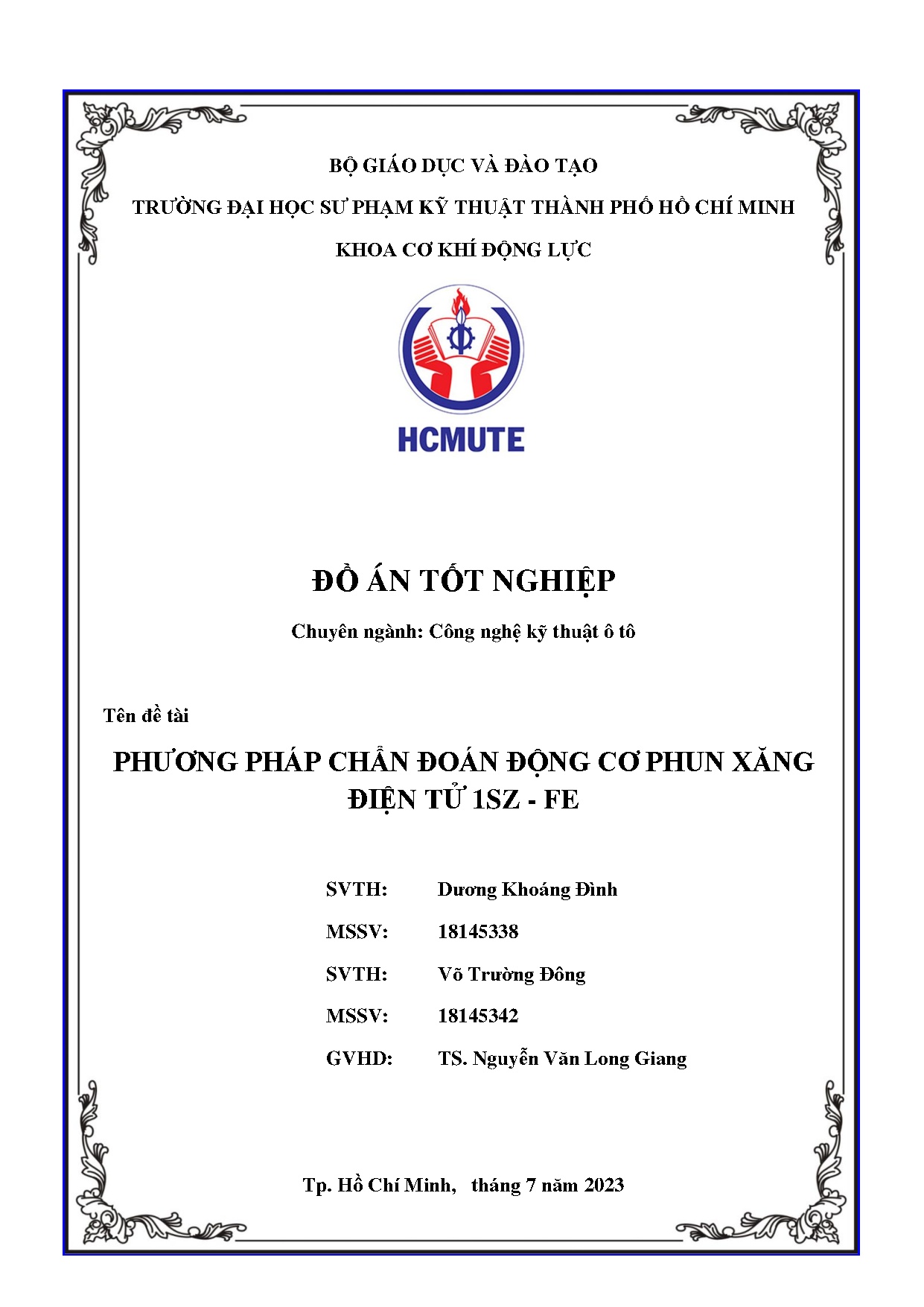 Đồ án tốt nghiệp - Phương pháp chẩn đoán động cơ phun xăng điện tử 1SZ-FE