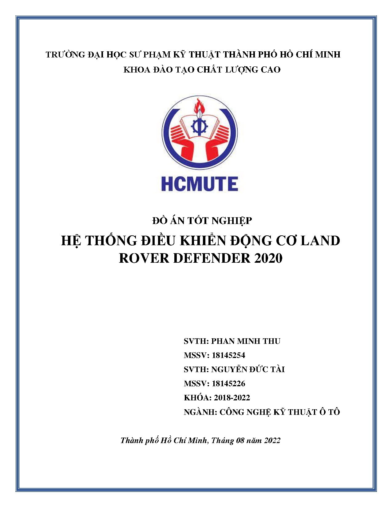 Đồ án tốt nghiệp - Hệ thống điều khiển động cơ Land Rover Defender 2020