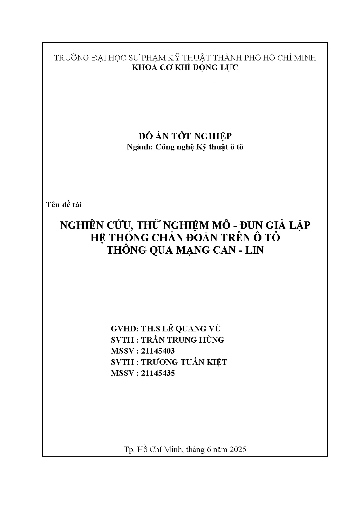 Đồ án tốt nghiệp - Nghiên cứu, thử nghiệm mô-đun giả lập hệ thống chẩn đoán trên ô tô thông qua MC - Trang 2