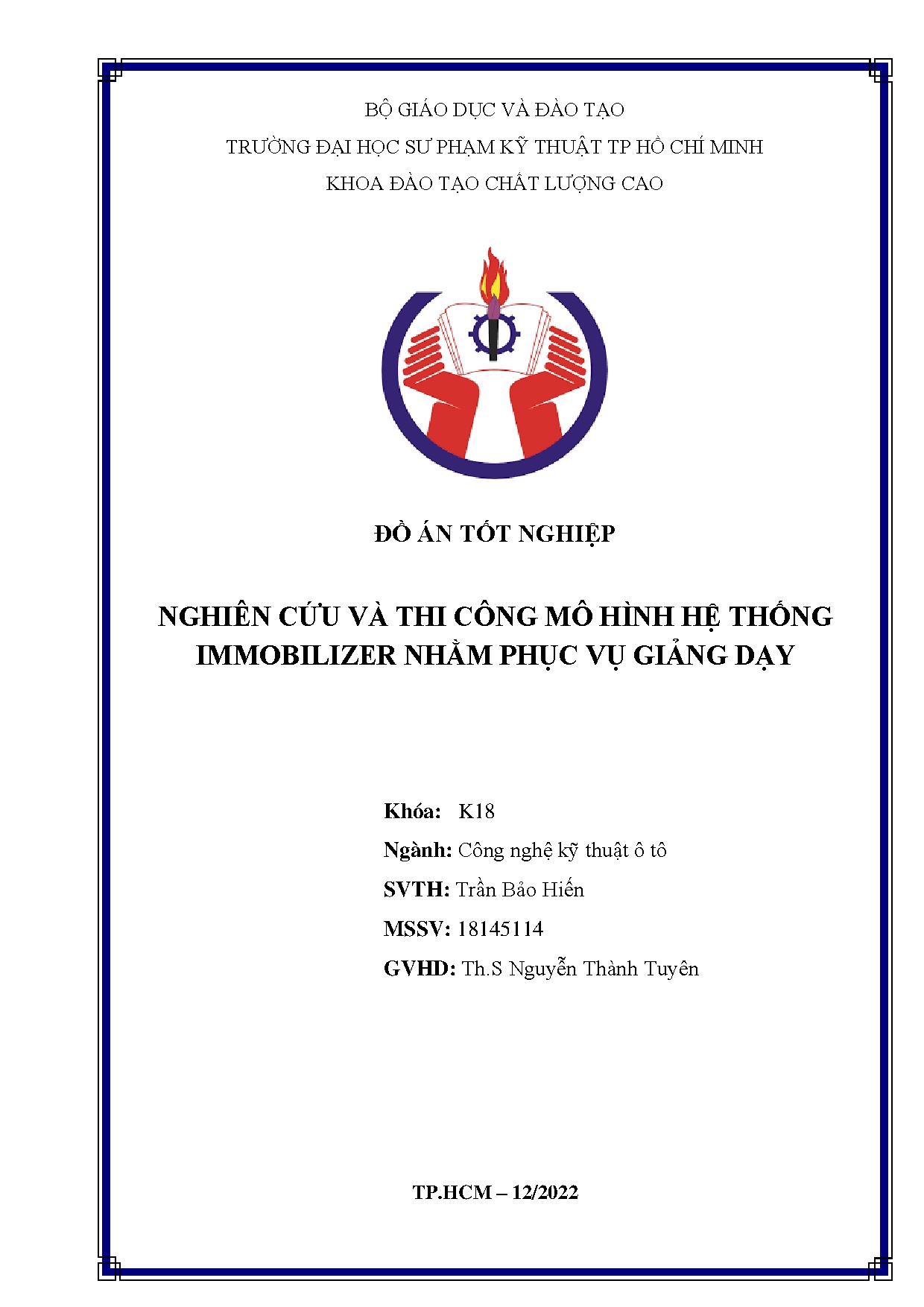 Đồ án tốt nghiệp - Nghiên cứu và thi công mô hình hệ thống Immobilizer nhằm phục vụ giảng dạy