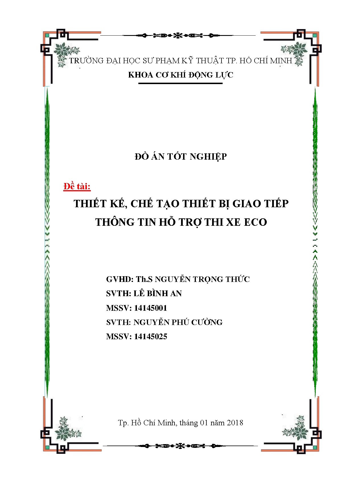 Đồ án tốt nghiệp - Thiết kế, chế tạo thiết bị giao tiếp thông tin hỗ trợ thi xe Eco